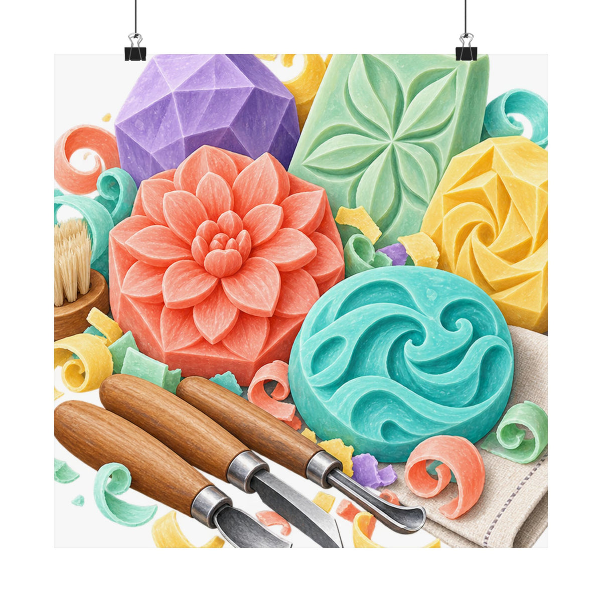 Colorful Soap Carving Workshop Poster