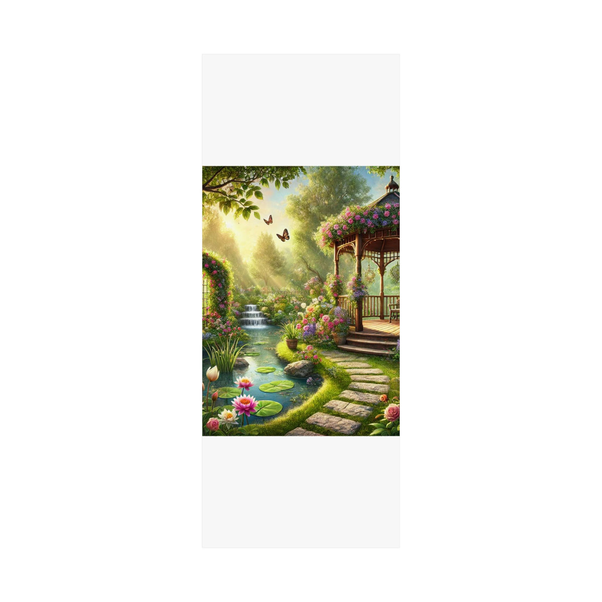Sunlit Rose Gazebo Cottage Garden Wall Art Poster