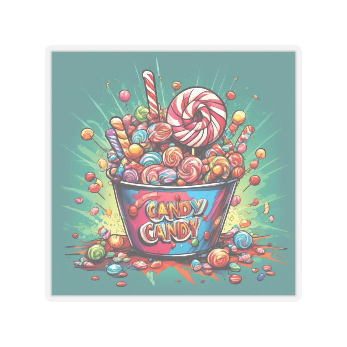 Holiday Candy Bucket Sweets Gift Art Sticker