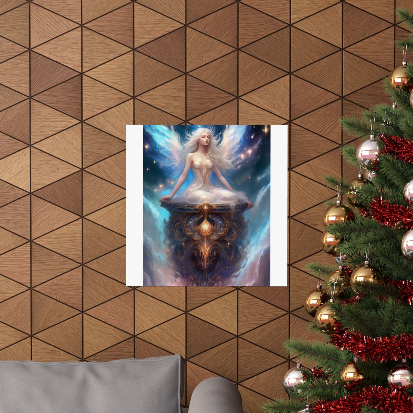 Celestial Winged Meditation Fantasy Portrait Poster