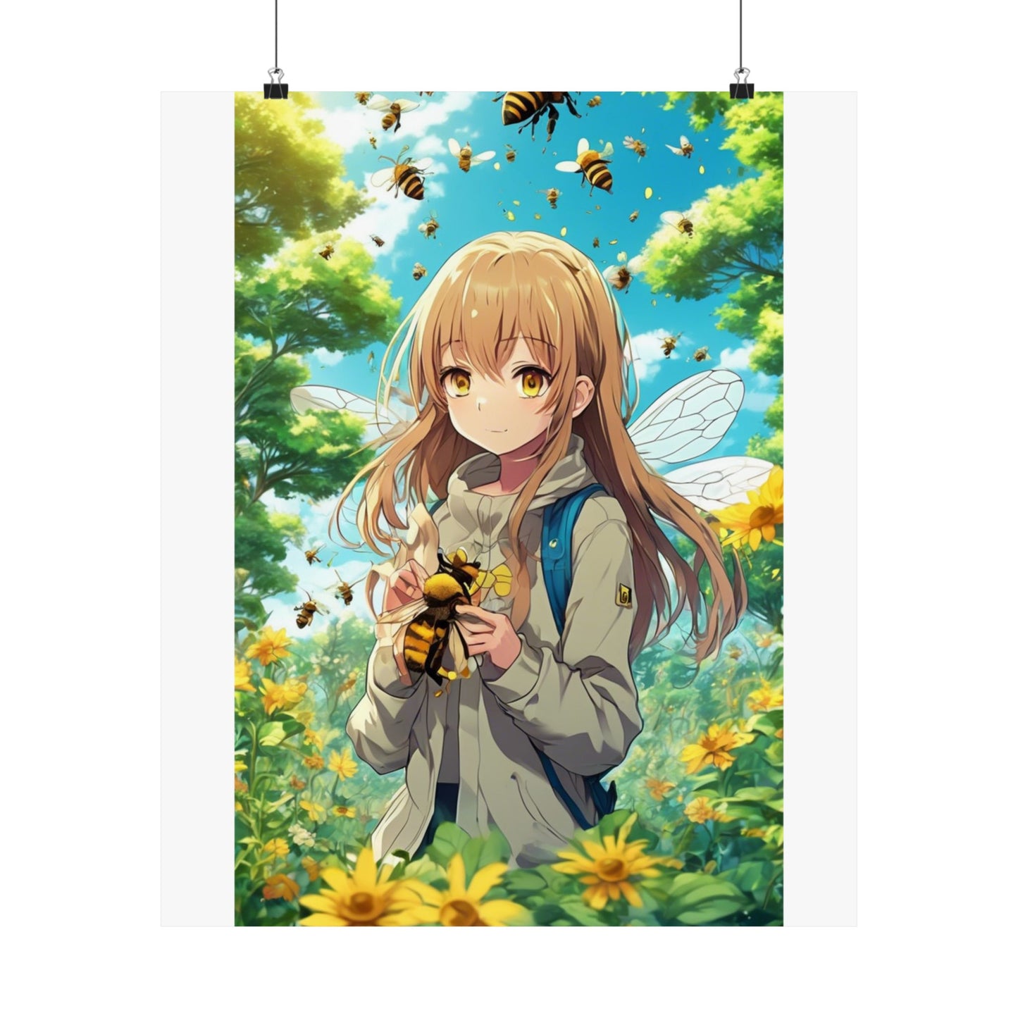 Bee Fairy Garden Anime Nature Art Poster