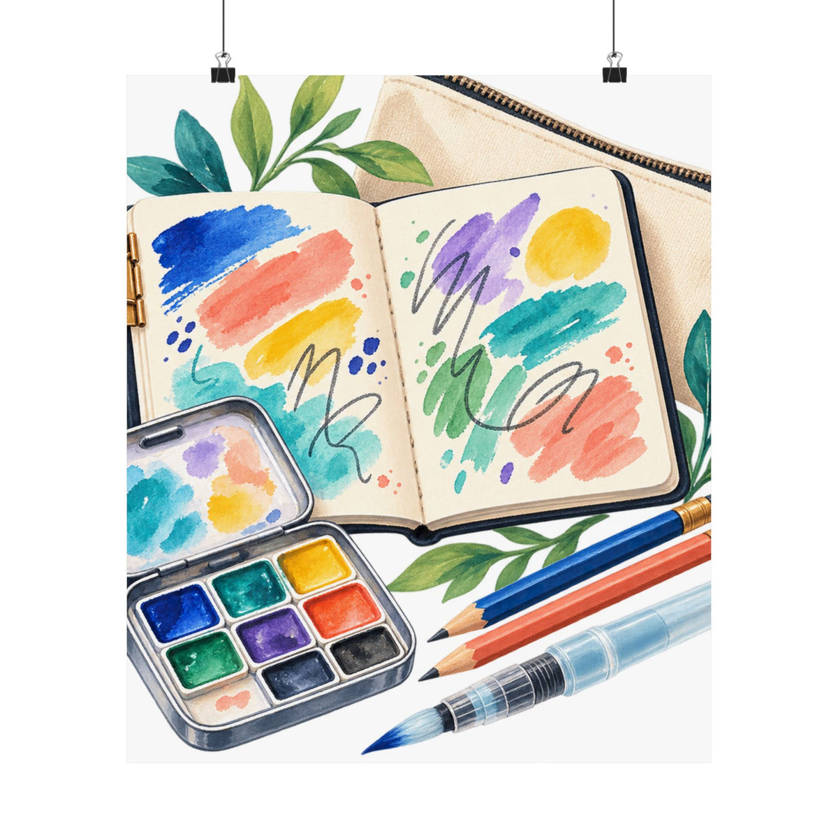 Colorful Urban Sketching Travel Kit Poster