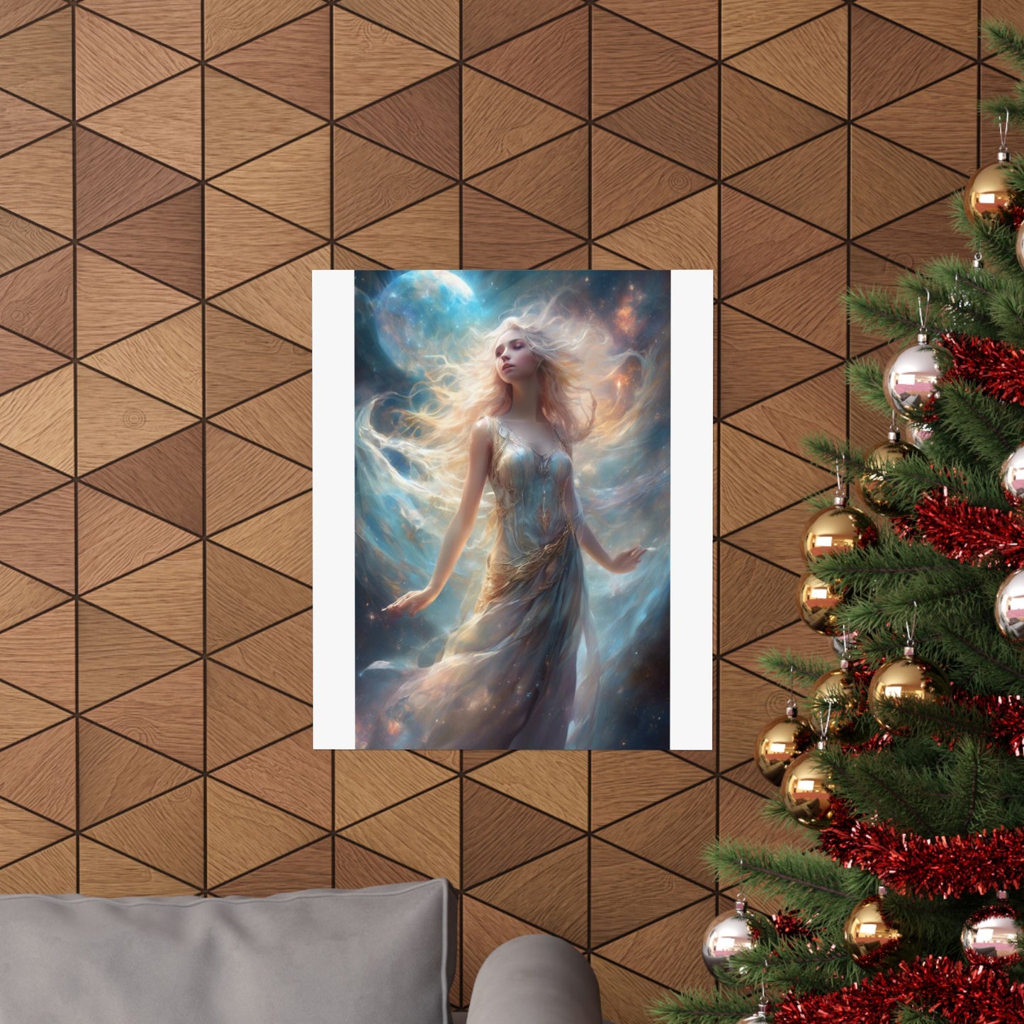 Moonlit Celestial Maiden Fantasy Portrait Poster