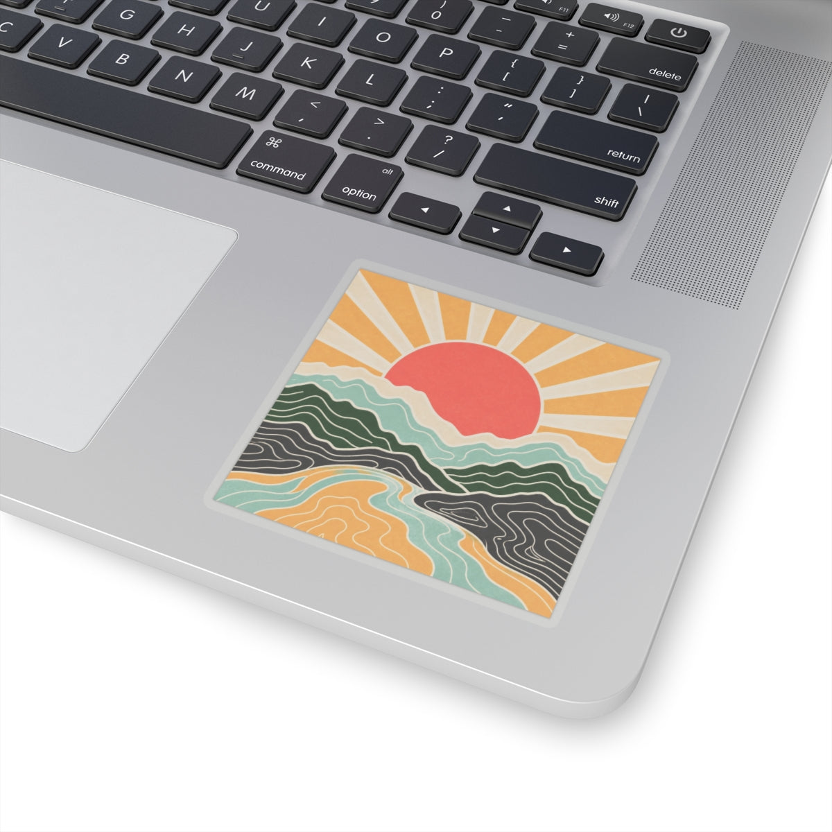 Topographic Sunrise Abstract Mountain Adventure Sticker