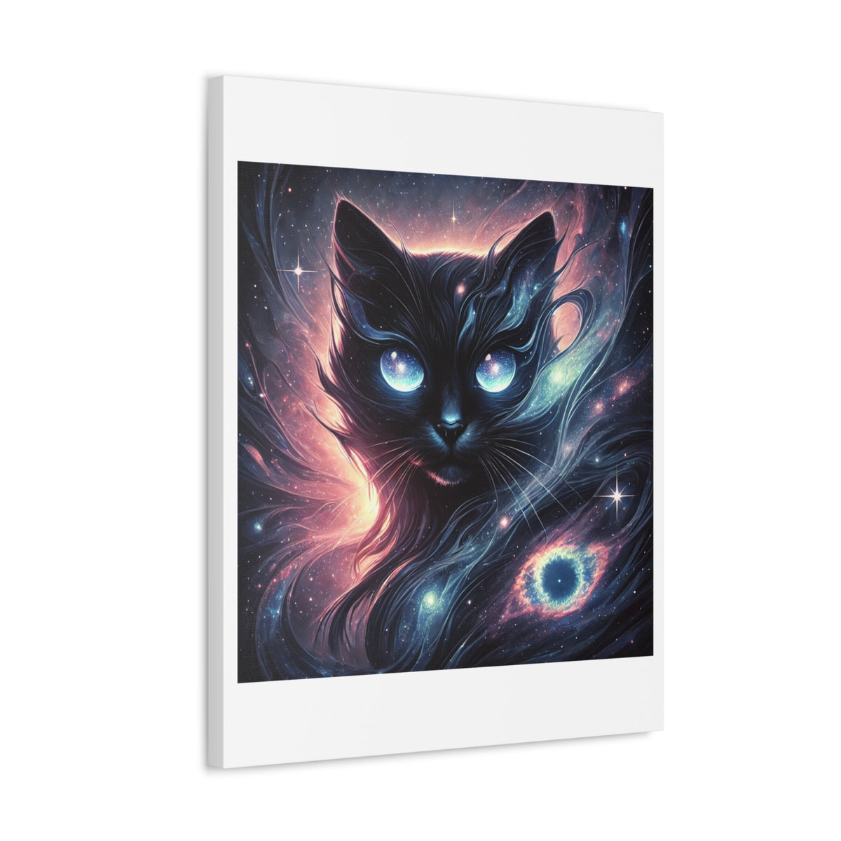 Cosmic Black Cat Galaxy Celestial Canvas Wall Art