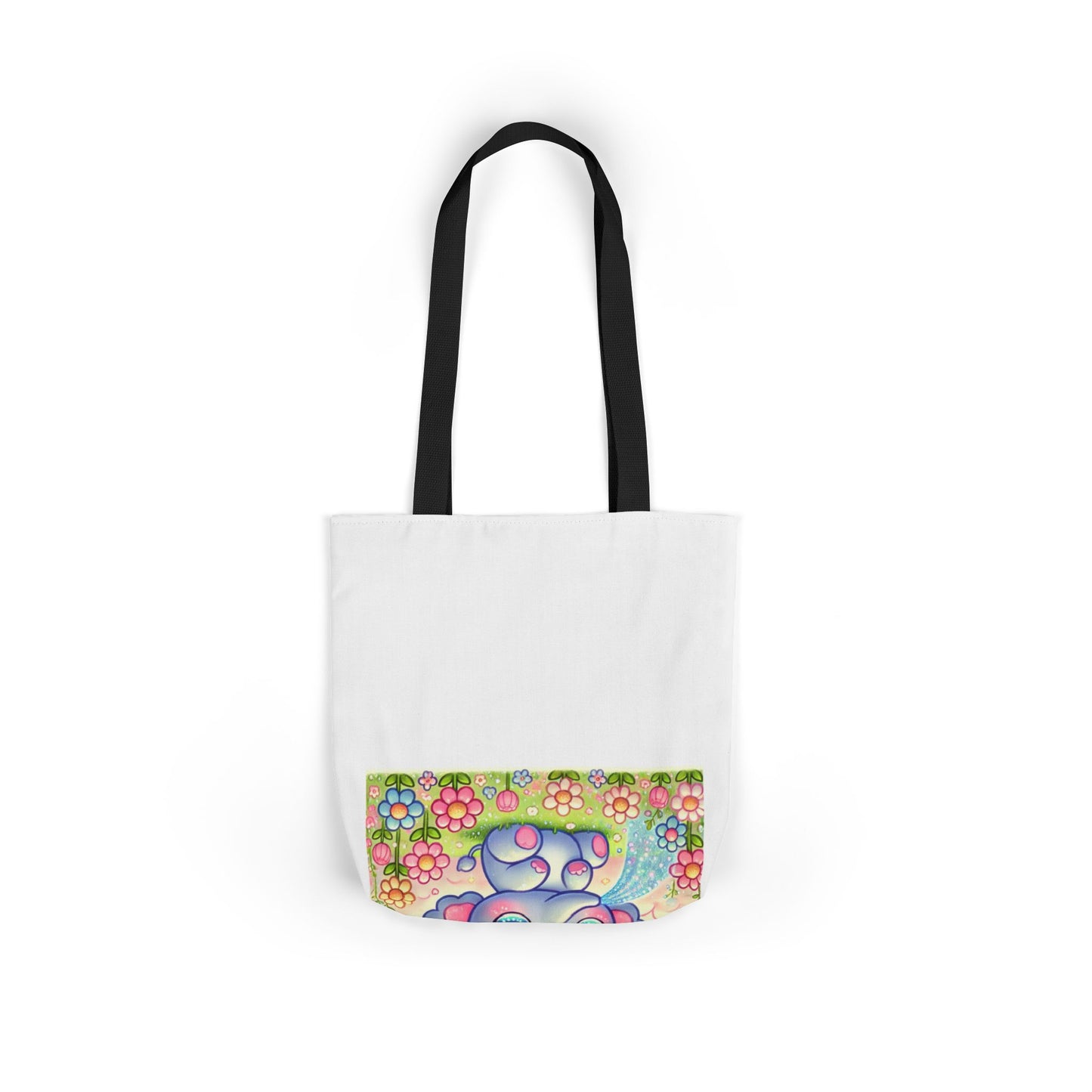 Pastel Rainbow Baby Elephant Floral Canvas Tote Bag