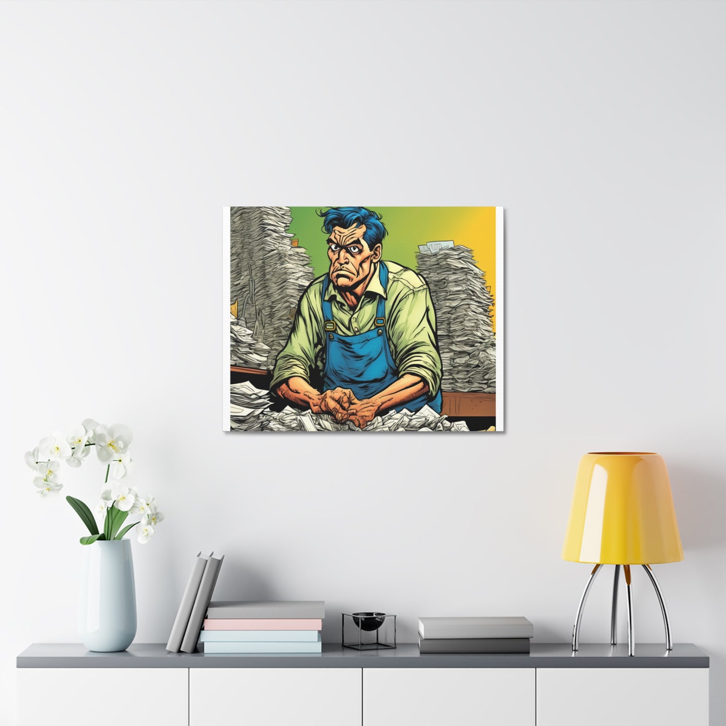 Paperwork Chaos Desk Worker Funny Office Art Canvas