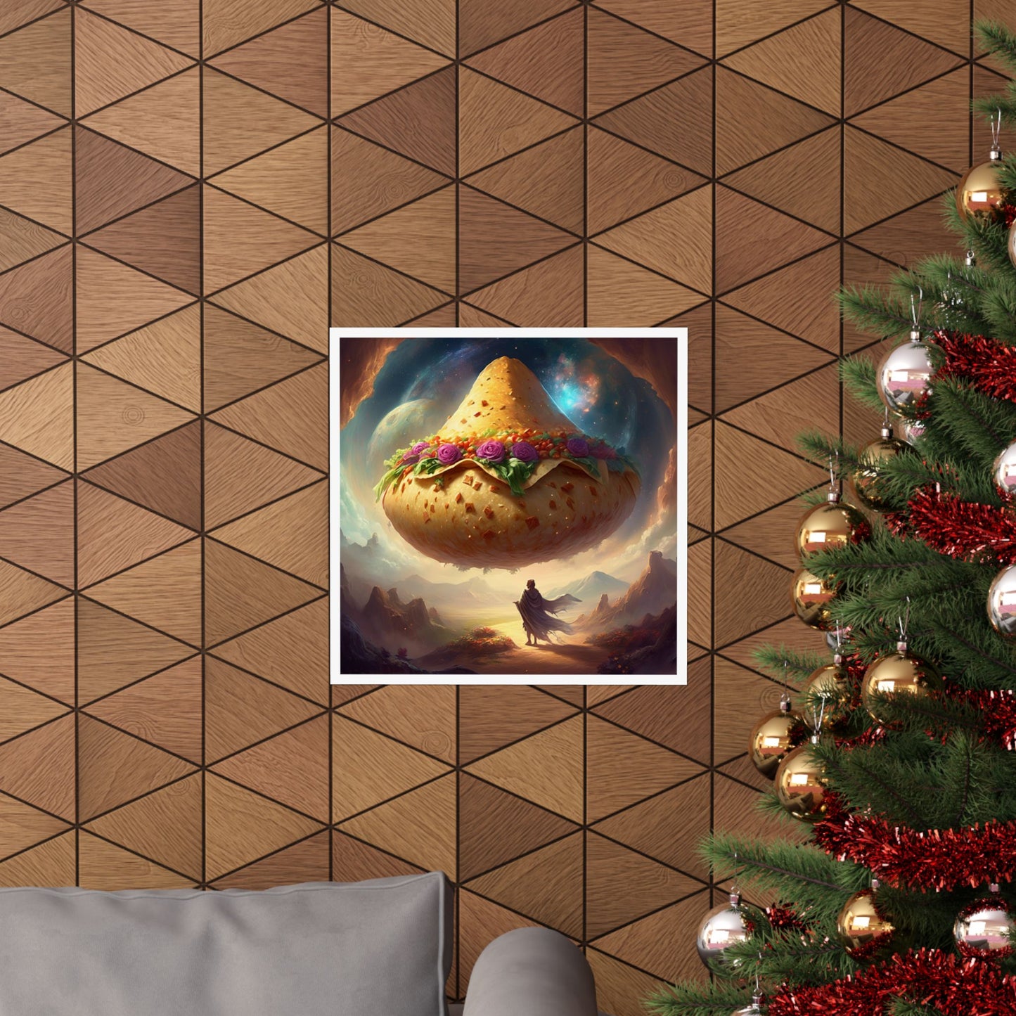 Cosmic Taco Planetoid Surreal Food Fantasy Art Poster