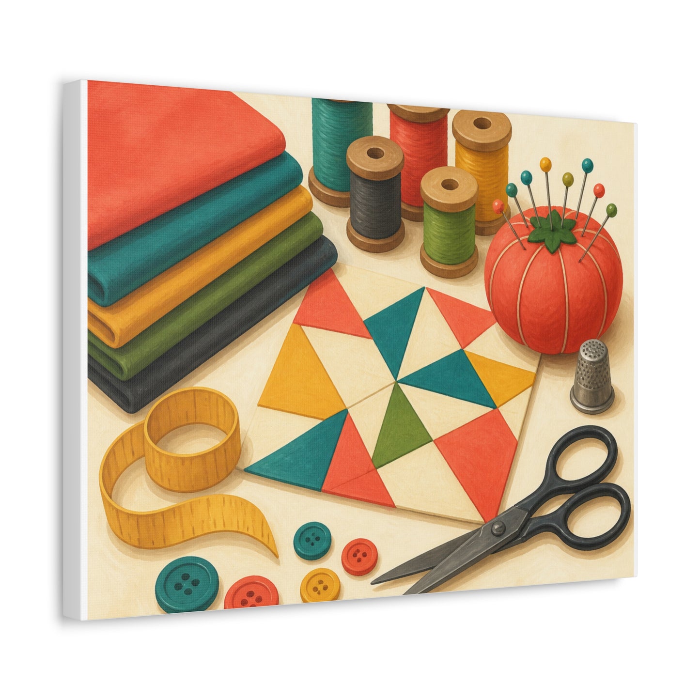 Colorful Sewing and Quilting Hobby Canvas Art