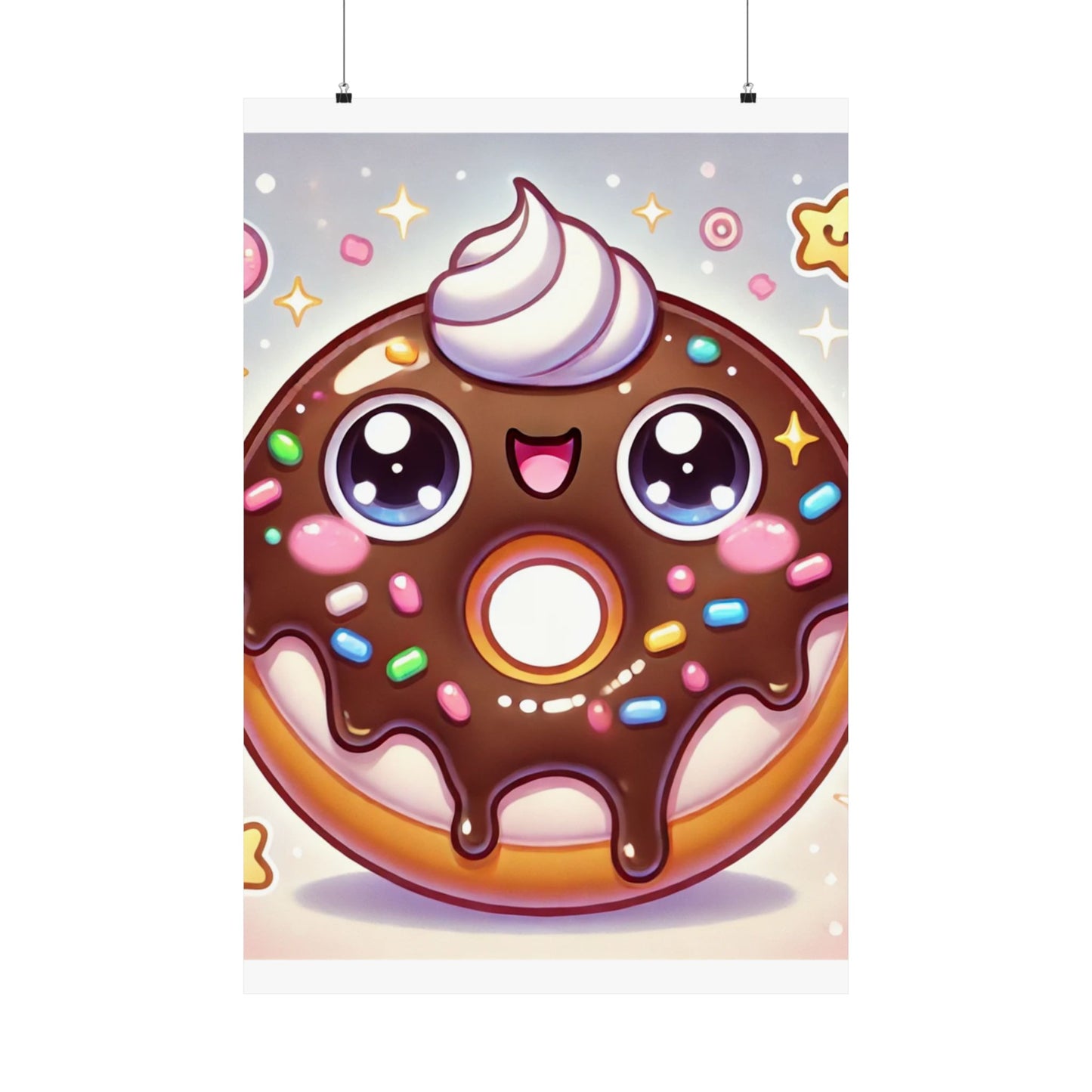 Kawaii Chocolate Donut Cute Dessert Art Poster
