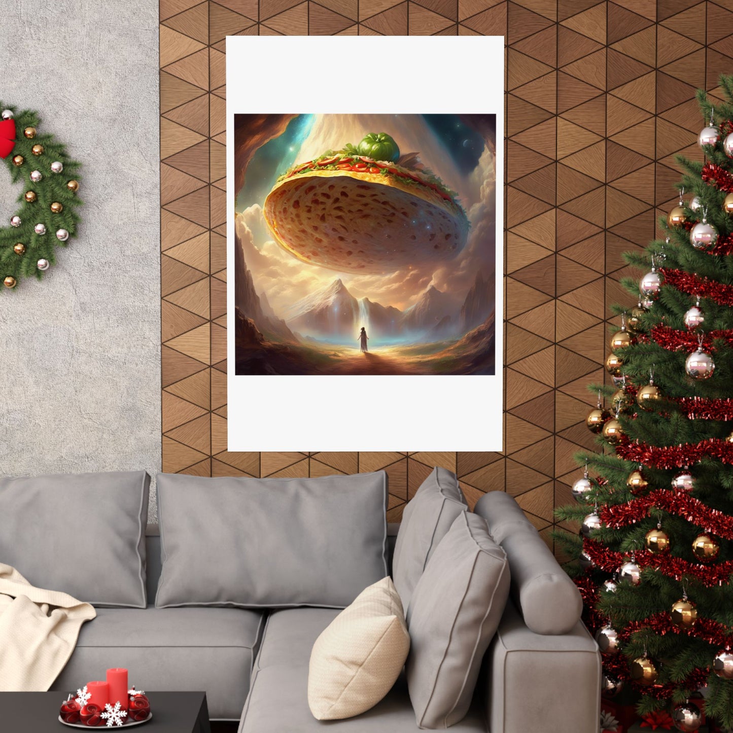 Cosmic Taco UFO Surreal Food Fantasy Art Poster