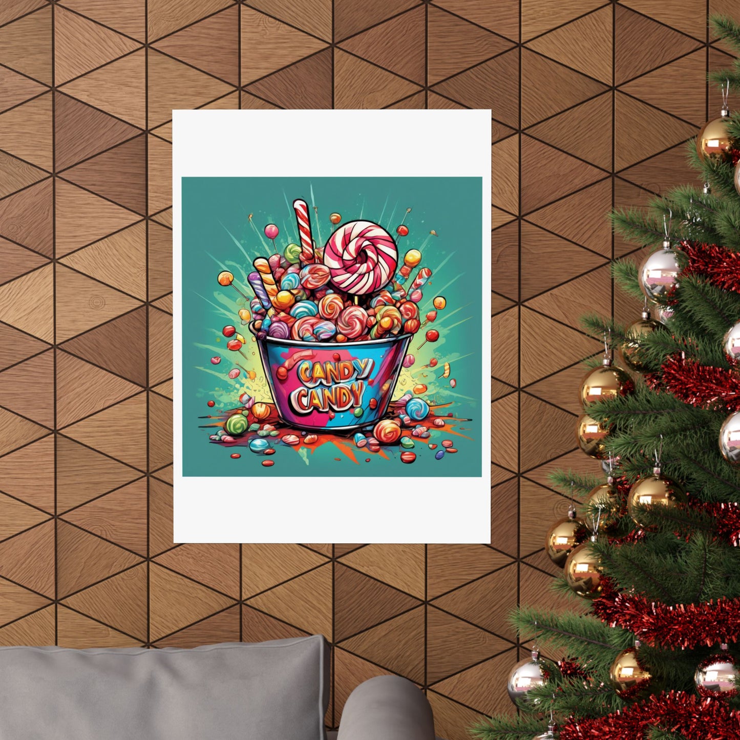 Holiday Candy Bucket Sweets Gift Art Poster