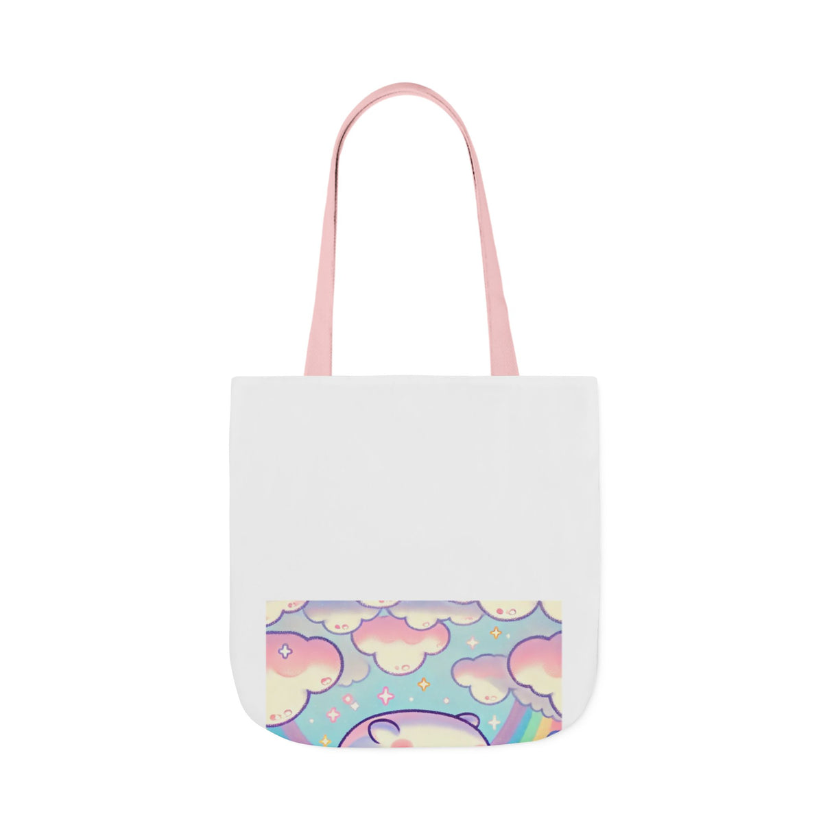 Kawaii Rainbow Whale Pastel Cloud Canvas Tote Bag