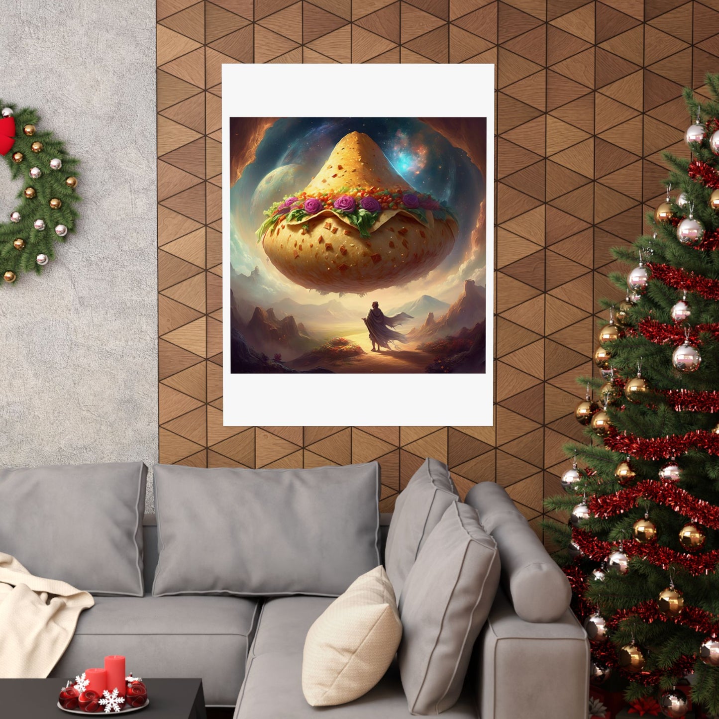 Cosmic Taco Planetoid Surreal Food Fantasy Art Poster