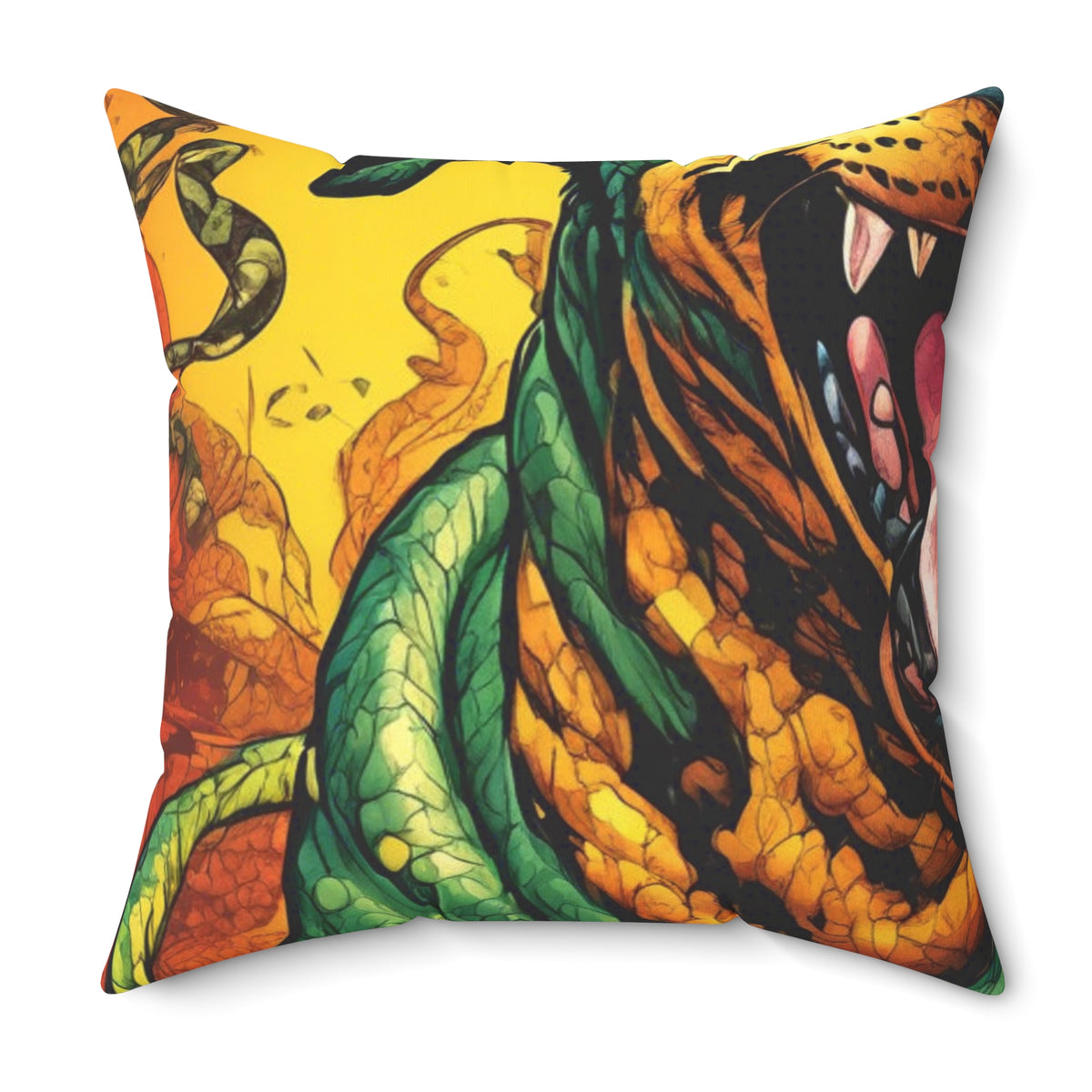Surreal Serpent Hound Dark Fantasy Decorative Pillow