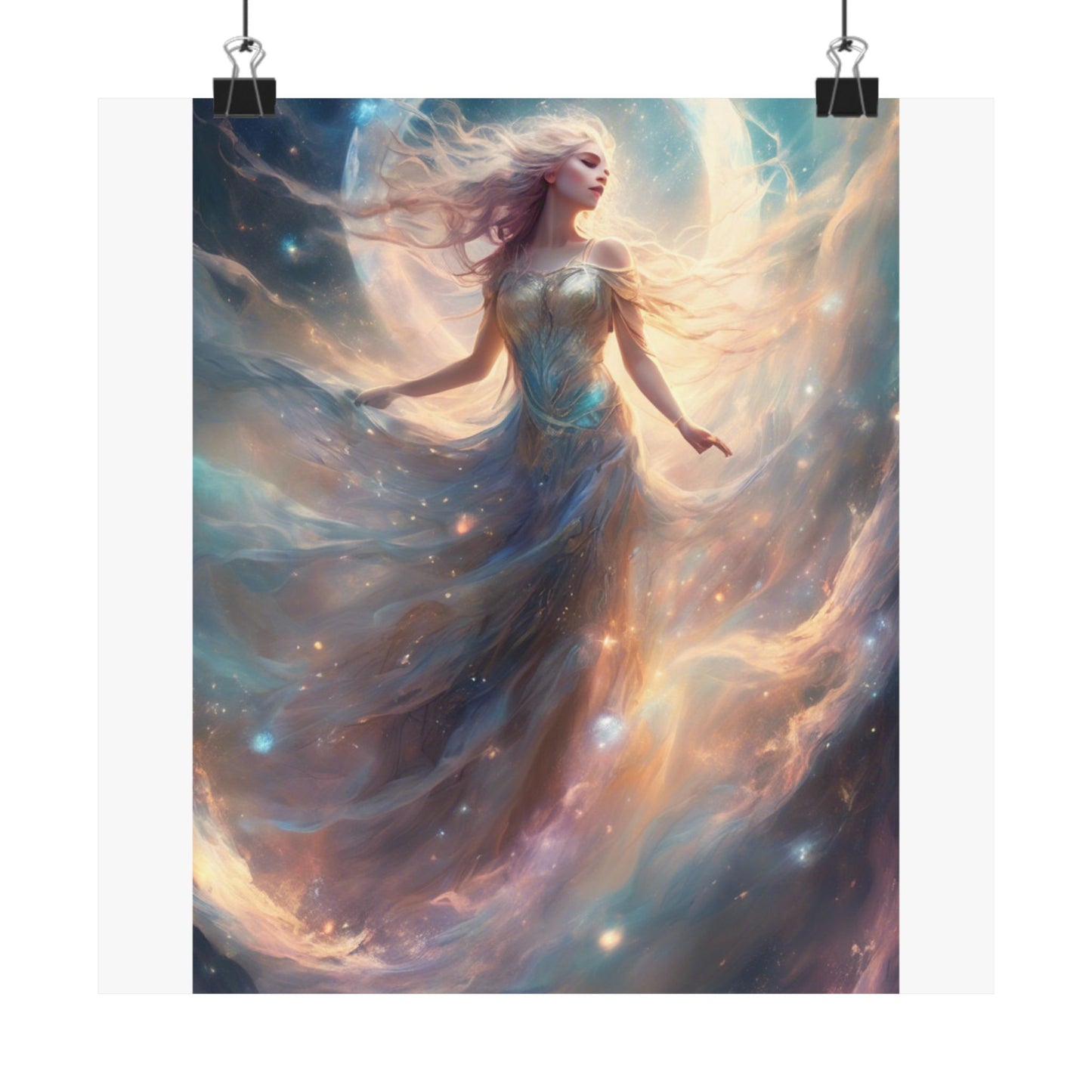 Moonlit Celestial Dancer Fantasy Portrait Poster