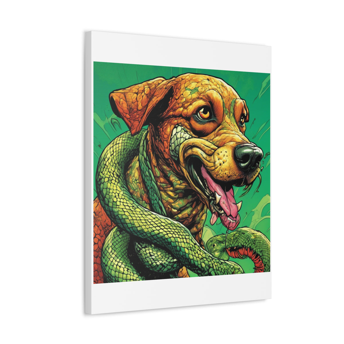 Serpent Guardian Dog Bold Fantasy Creature Canvas Art