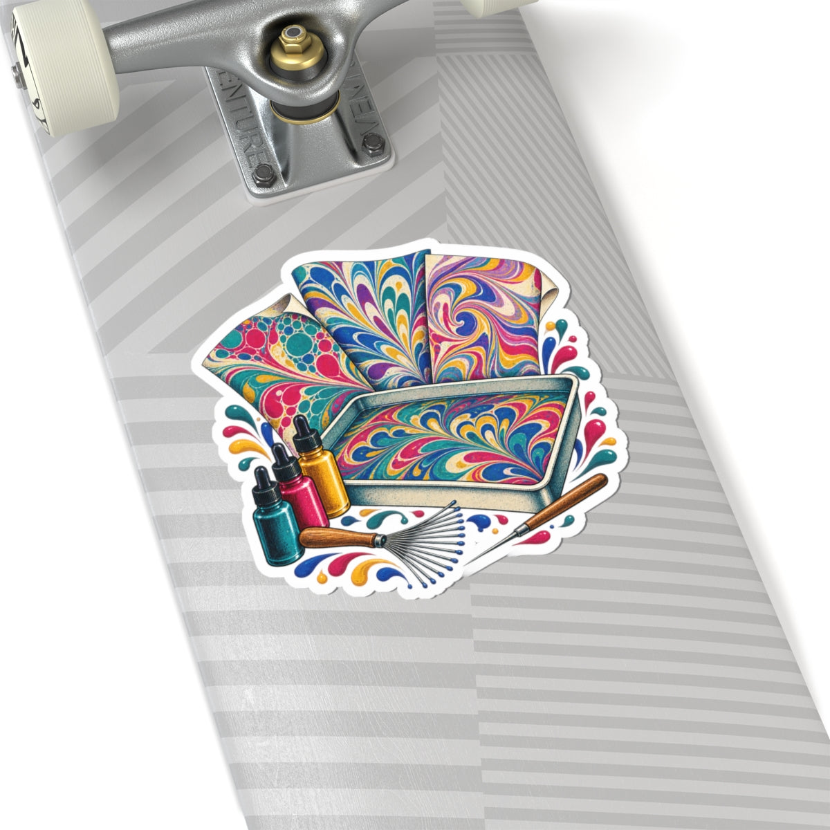 Colorful Paper Marbling Workshop Sticker