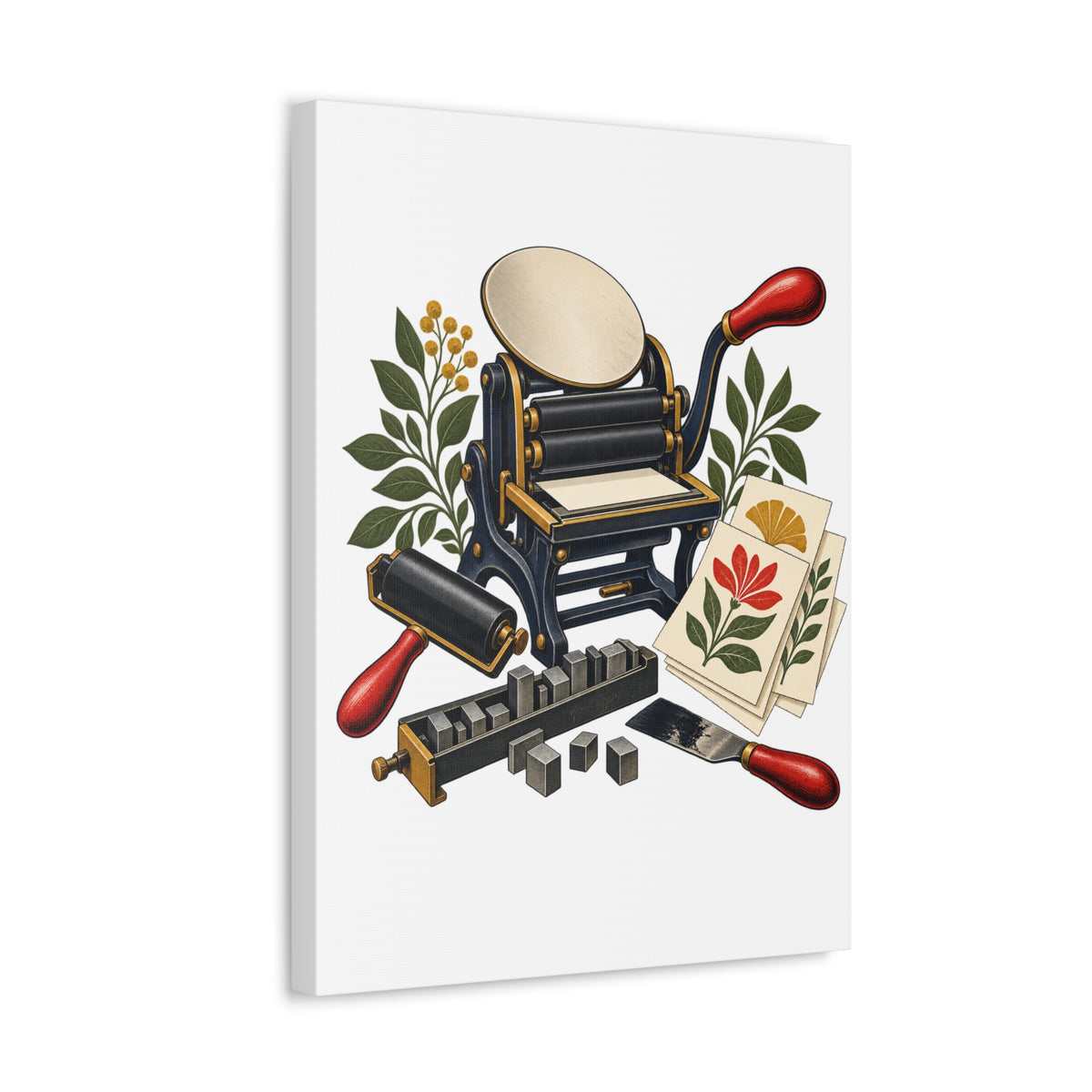 Botanical Letterpress Printshop Canvas