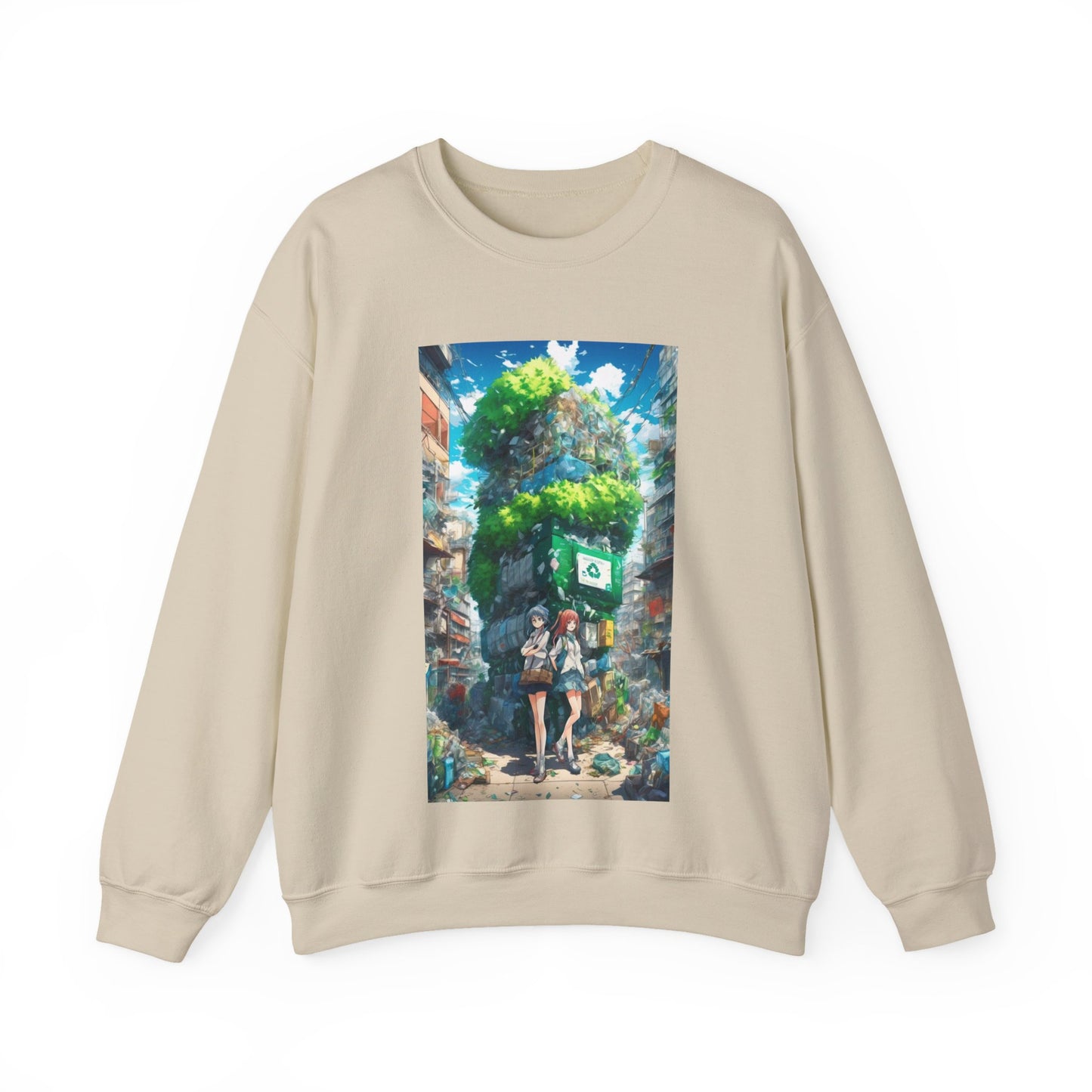 Urban Recycling Anime Friends Green City Sweatshirt