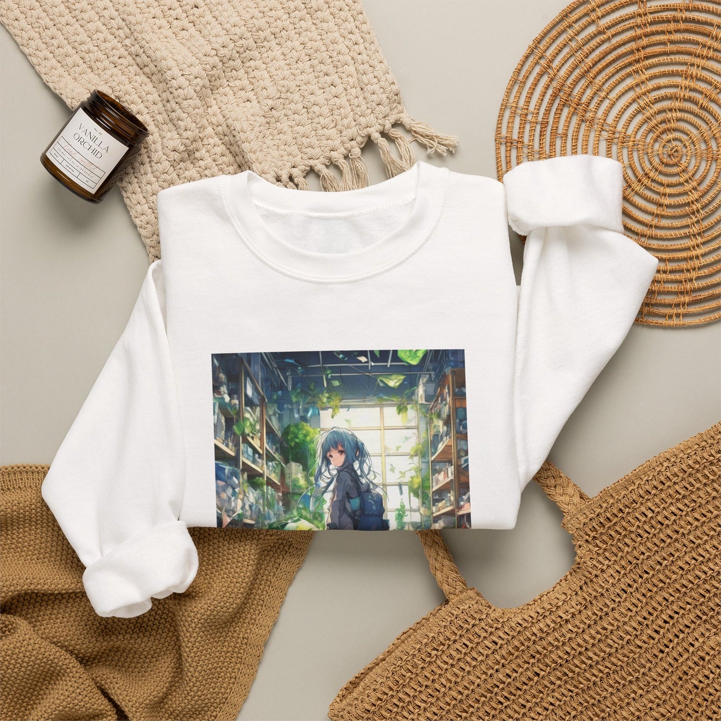 Green Recycling Alley Anime Girl Green Art Sweatshirt