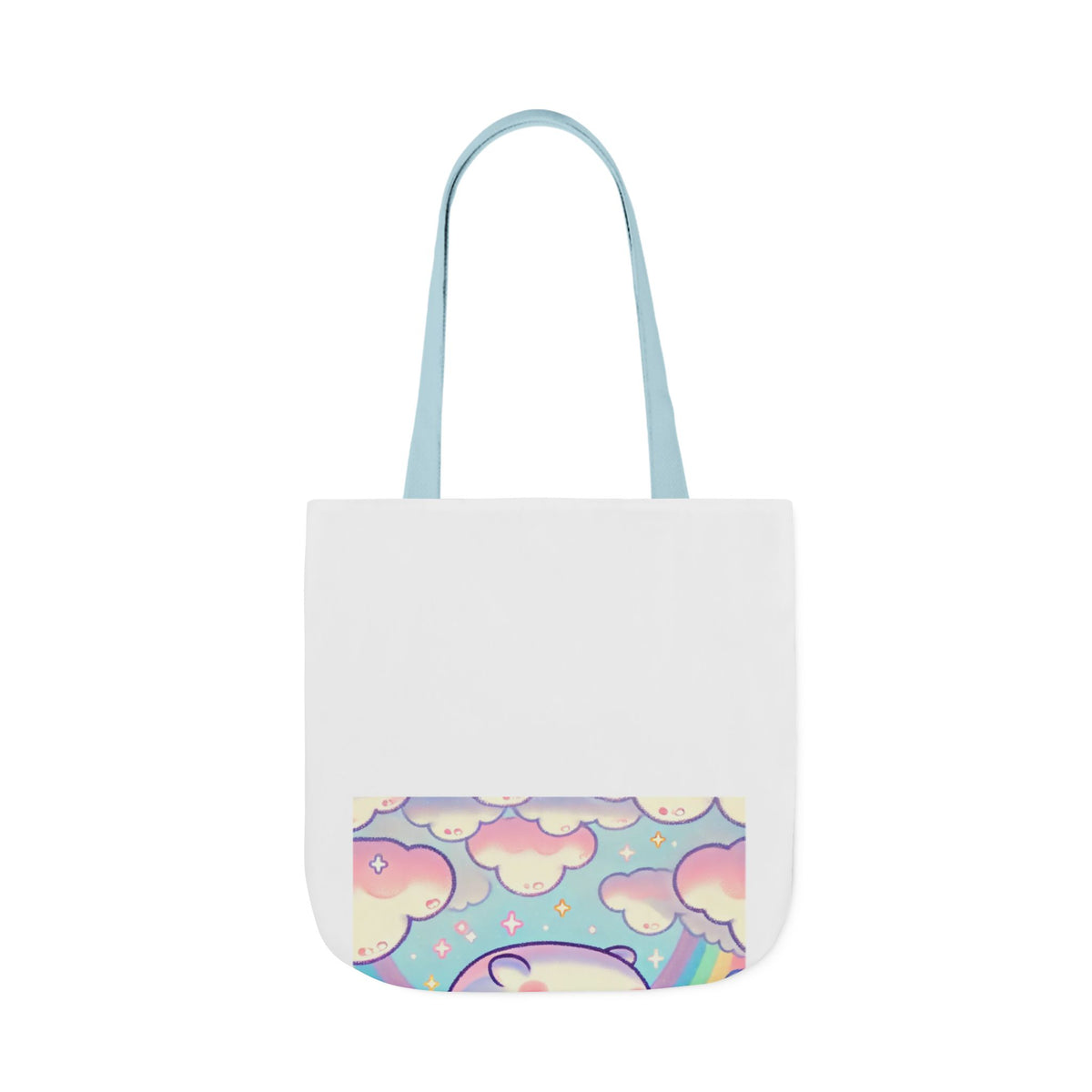 Kawaii Rainbow Whale Pastel Cloud Canvas Tote Bag