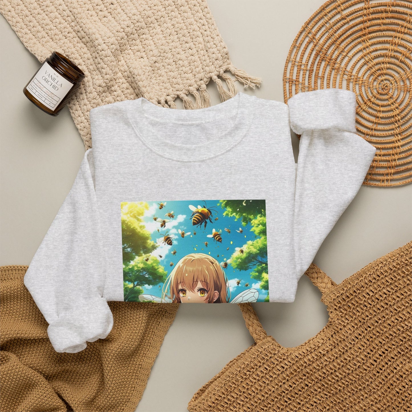 Bee Fairy Garden Anime Nature Art Sweatshirt