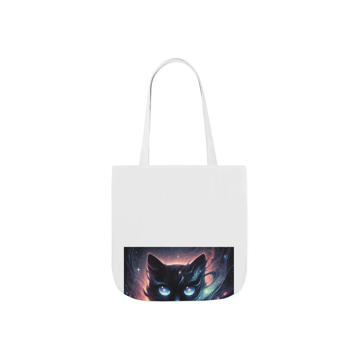 Cosmic Black Cat Galaxy Celestial Canvas Tote Bag
