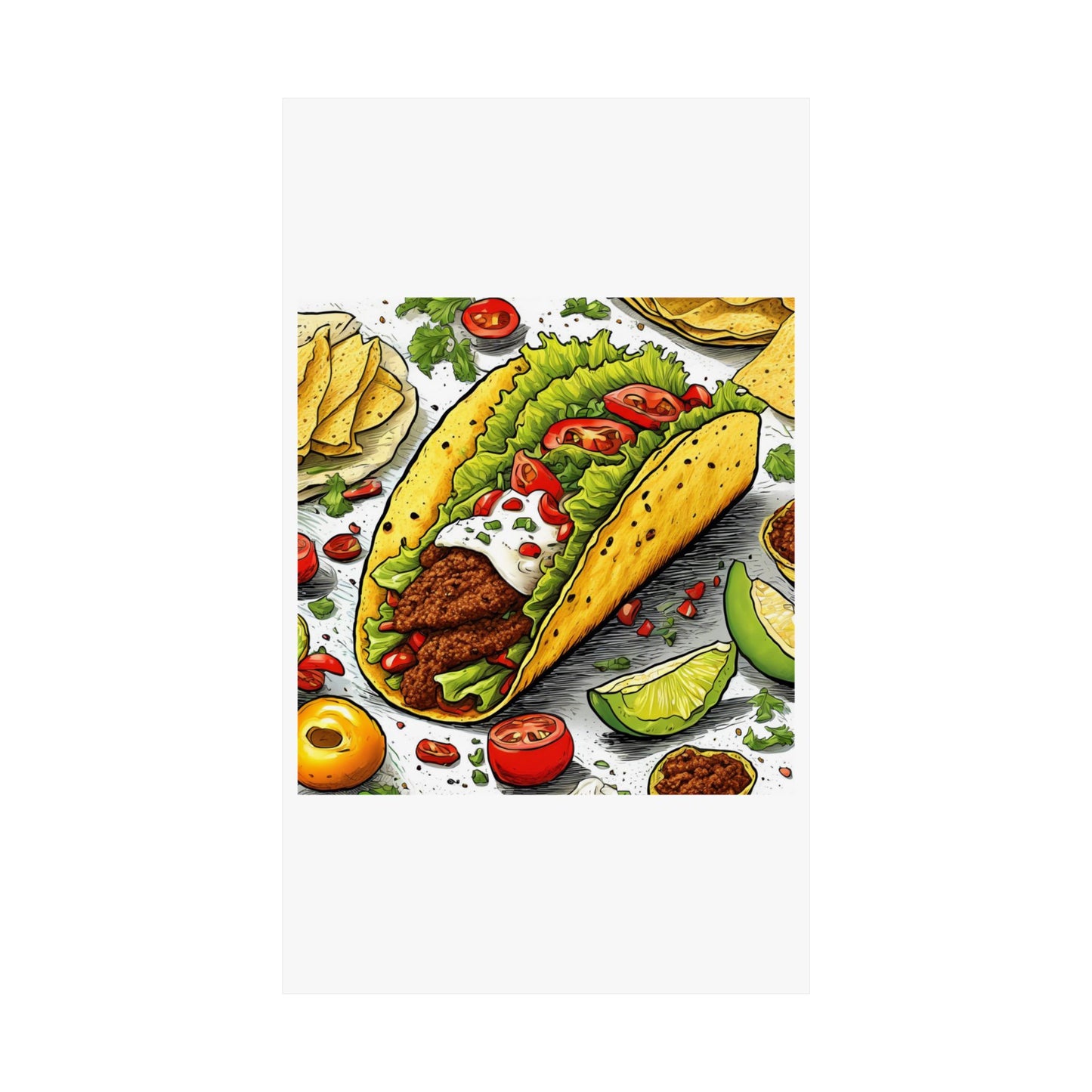 Bold Taco Illustration Foodie Gift Art Poster