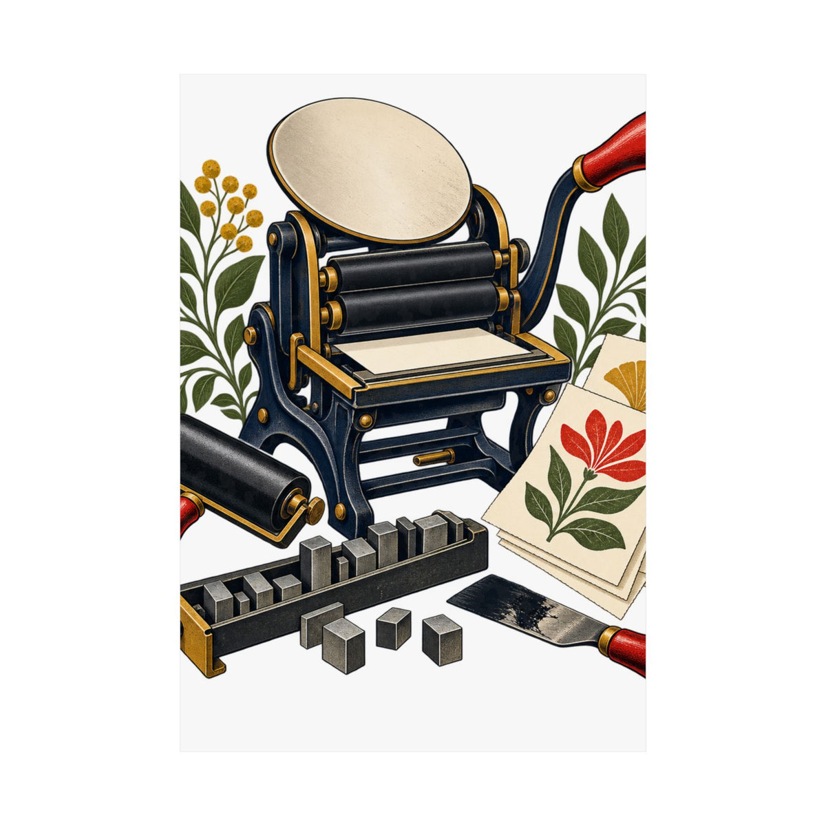Botanical Letterpress Printshop Poster