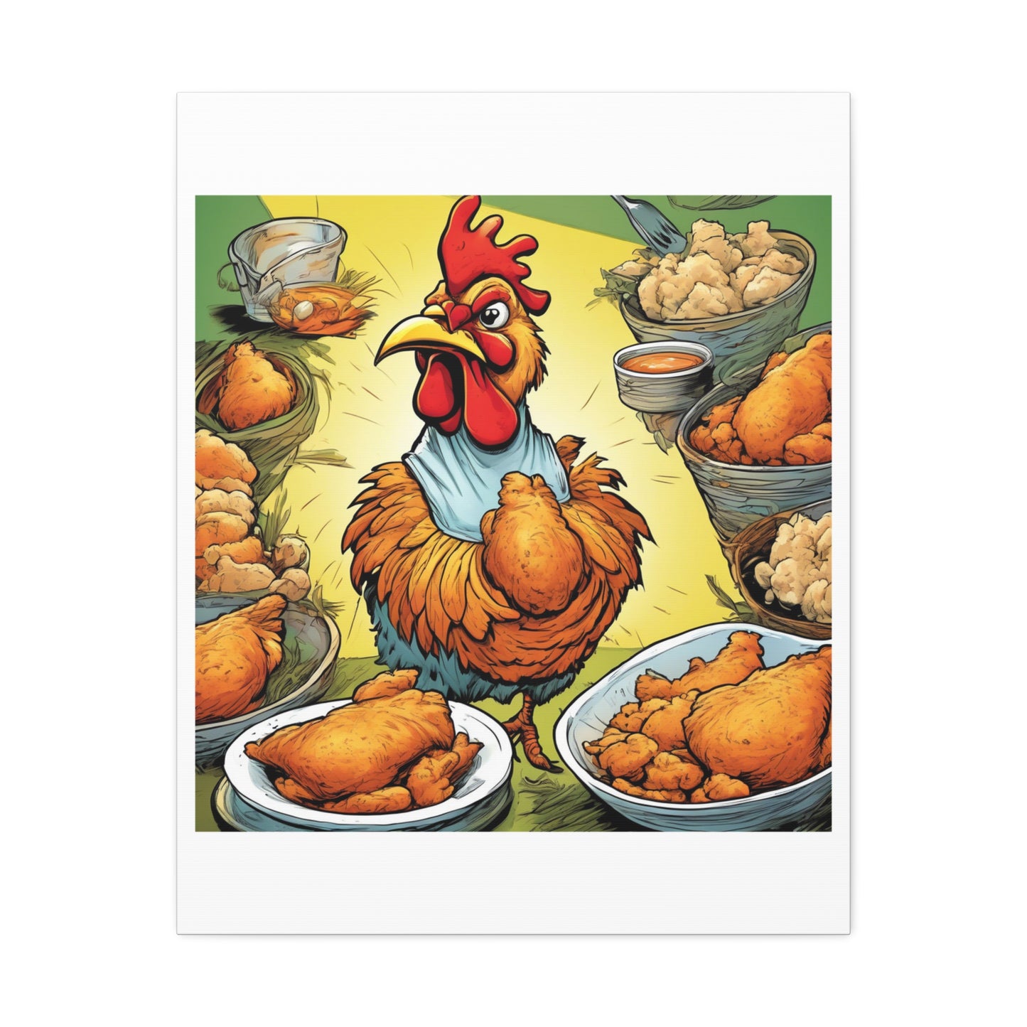 Funny Chicken Fried Food Comfort Food Art Canvas
