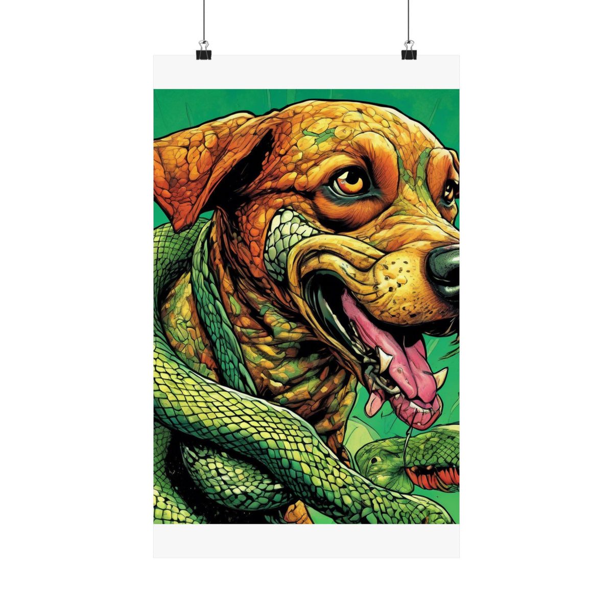 Serpent Guardian Dog Bold Fantasy Creature Art Poster