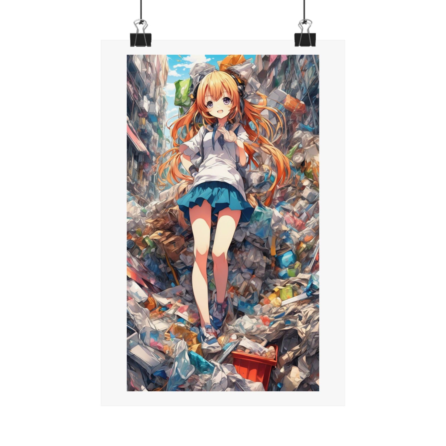 Recycling Rescue Anime Heroine Eco Street Art Poster