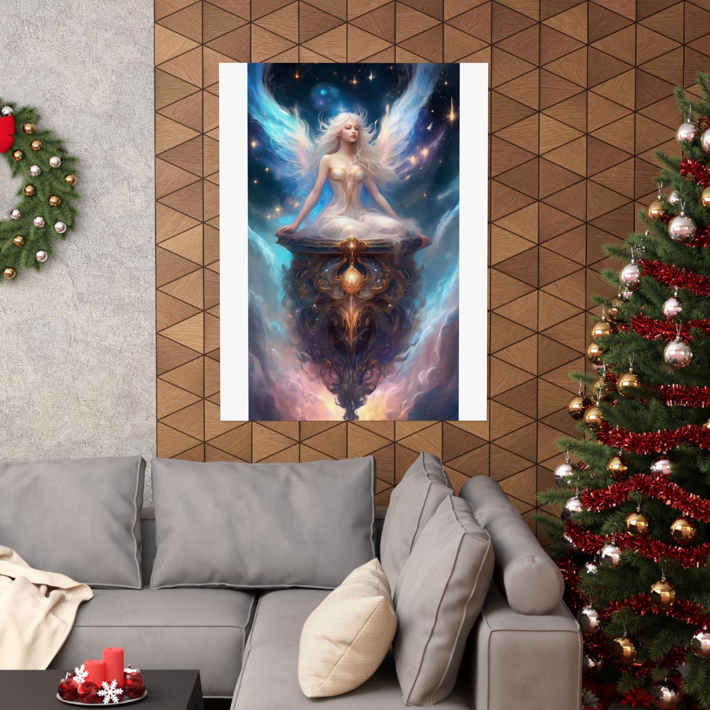 Celestial Winged Meditation Fantasy Portrait Poster