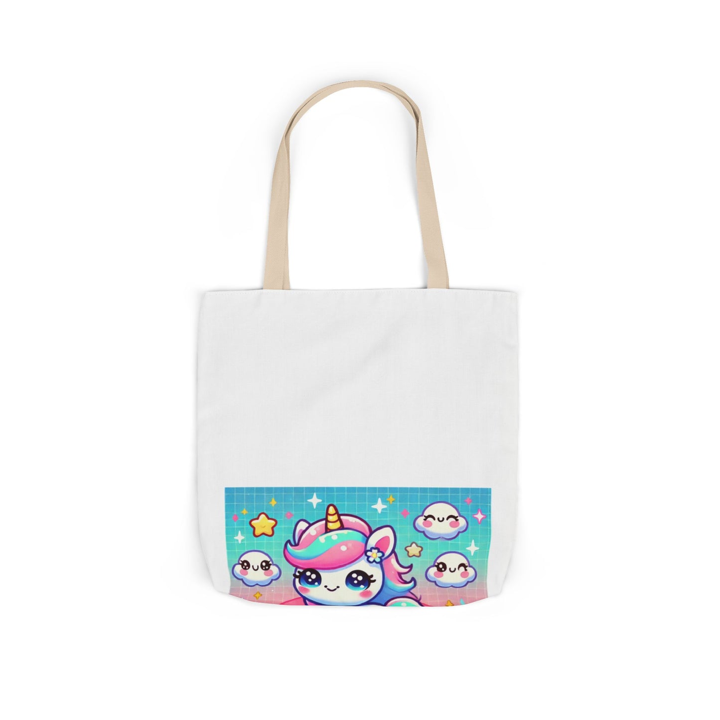 Pastel Rainbow Unicorn Cloud Kawaii Canvas Tote Bag