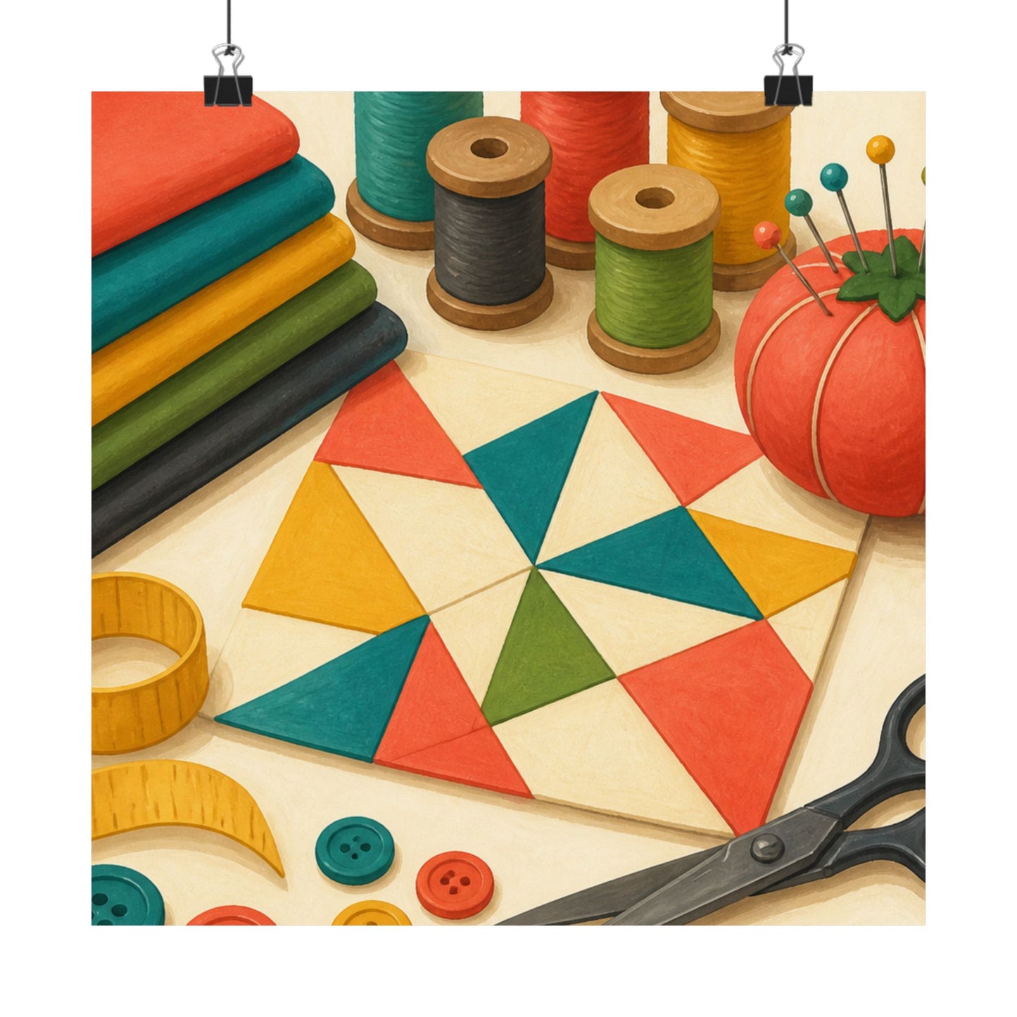 Colorful Sewing and Quilting Hobby Poster