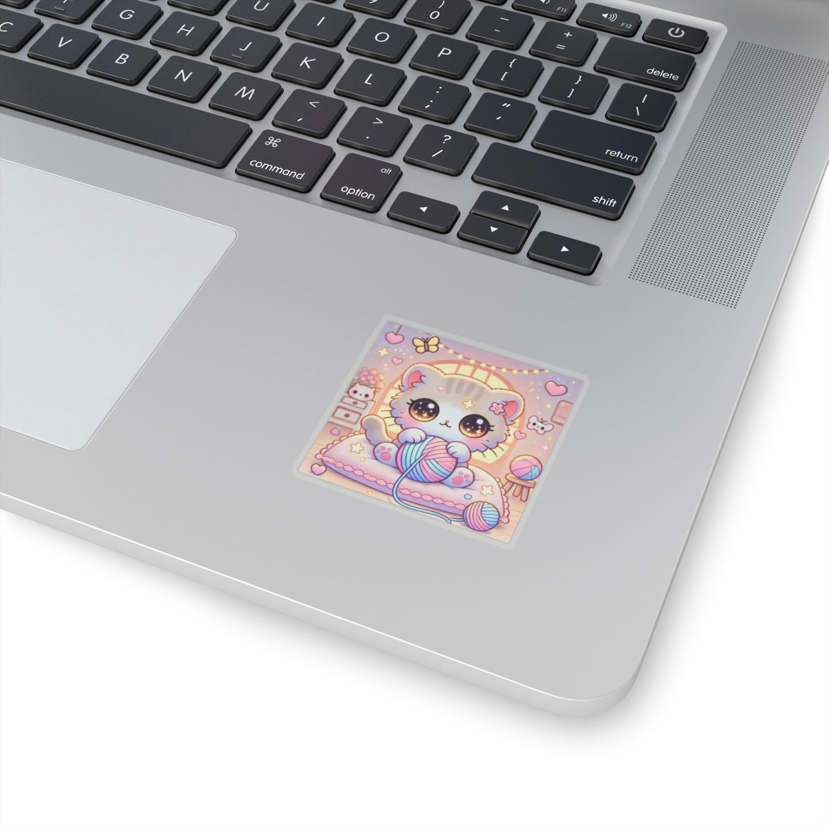 Cozy Kawaii Knitting Cat Pastel Yarn Sticker