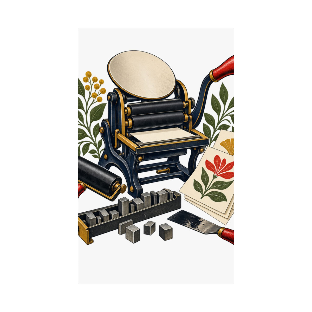 Botanical Letterpress Printshop Poster