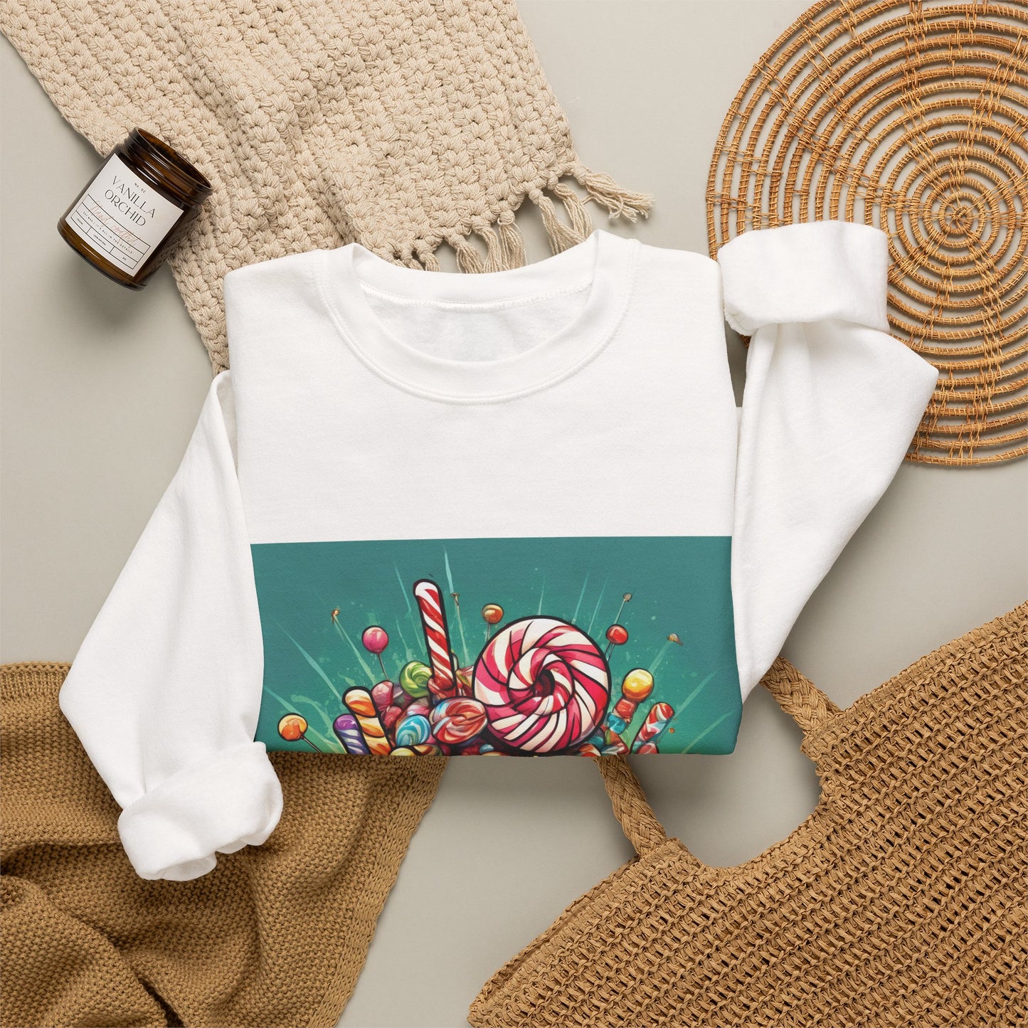 Holiday Candy Bucket Sweets Gift Art Sweatshirt