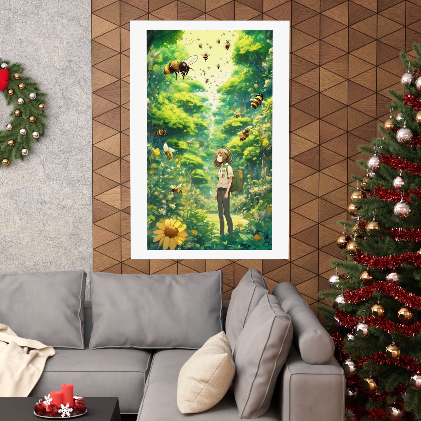 Bee Garden Explorer Anime Nature Art Poster