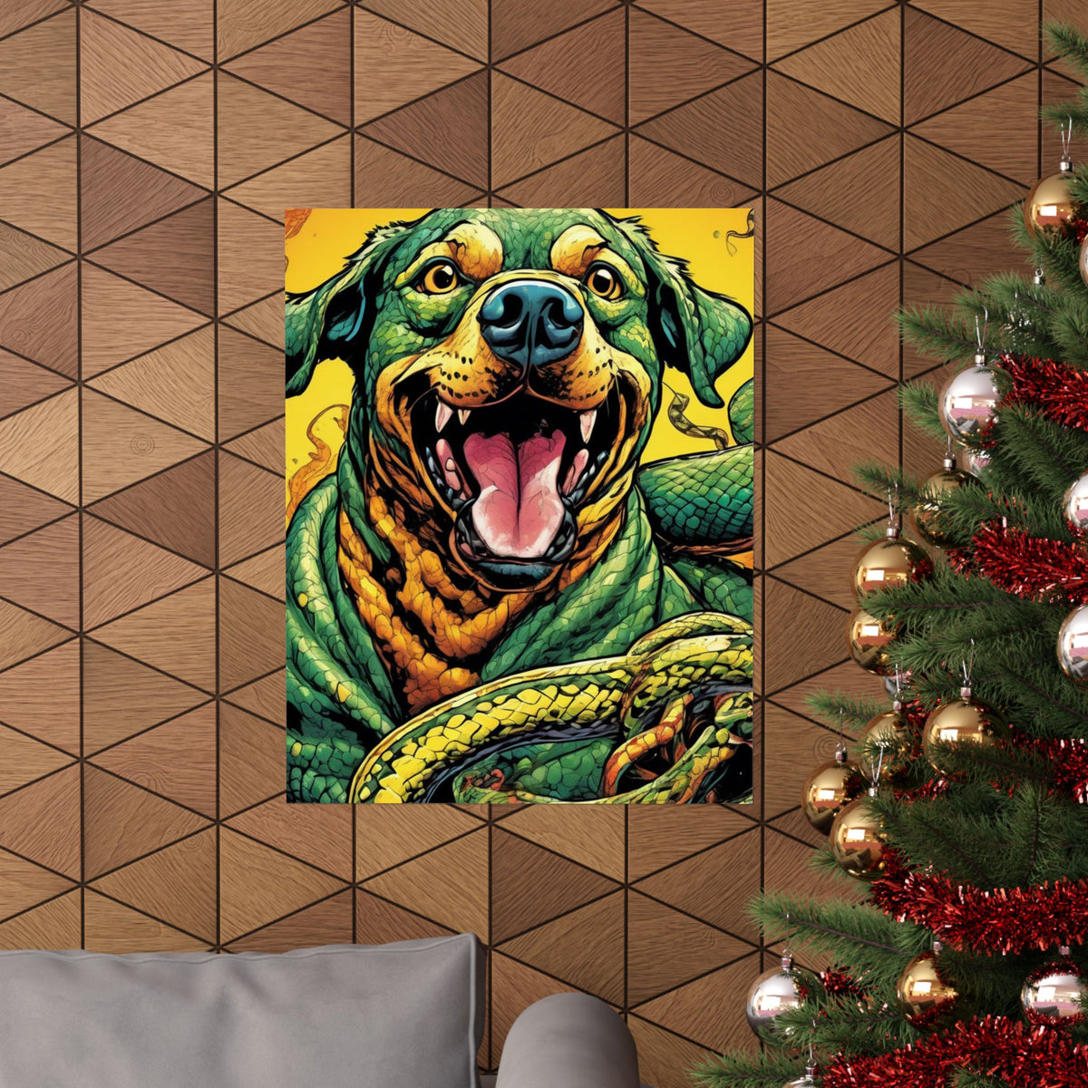 Surreal Serpent Hound Dark Fantasy Wall Art Poster