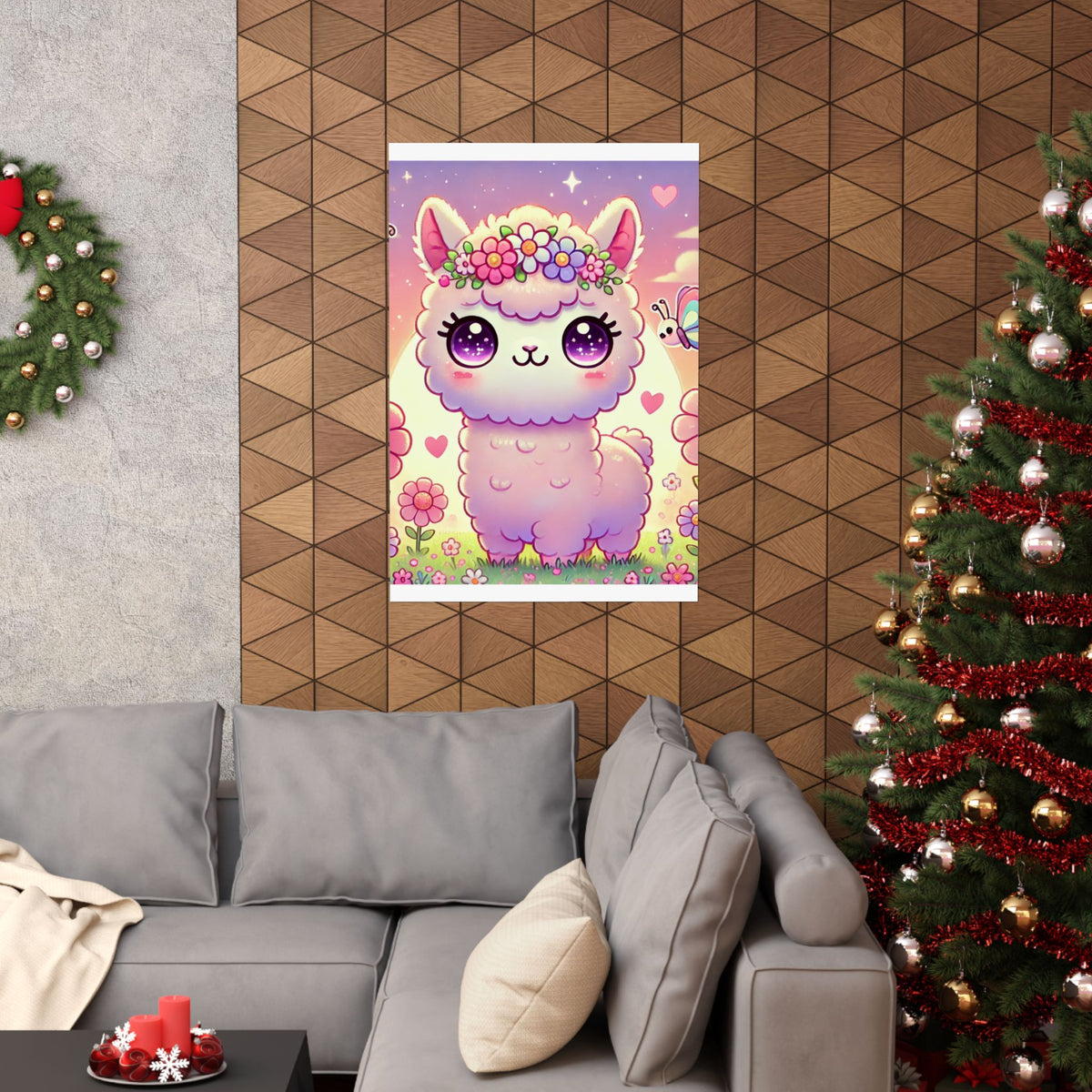 Pastel Floral Alpaca Garden Kawaii Wall Art Poster