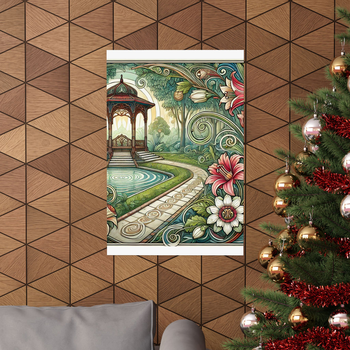 Botanical Gazebo Garden Art Nouveau Wall Art Poster