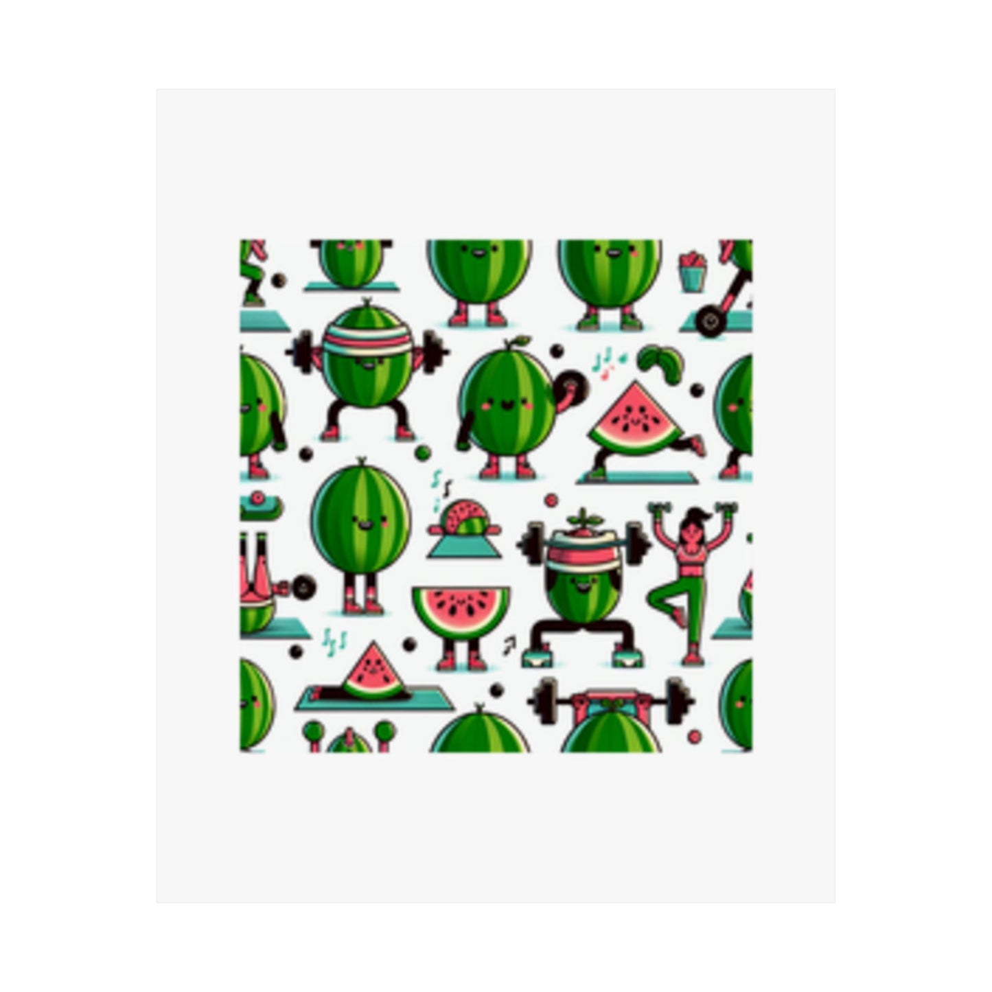 Watermelon Workout Club Cute Food Fitness Wall Art Poster