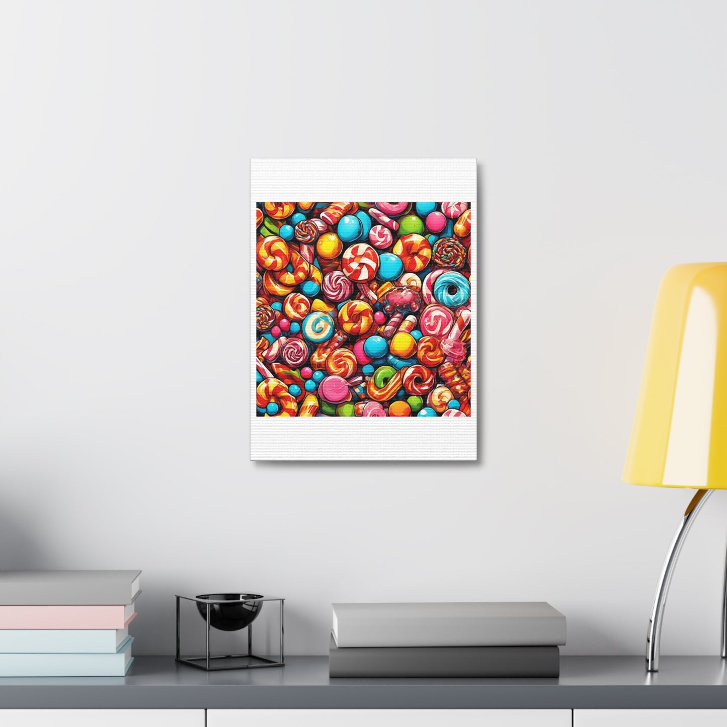 Colorful Candy and Lollipop Pattern Canvas