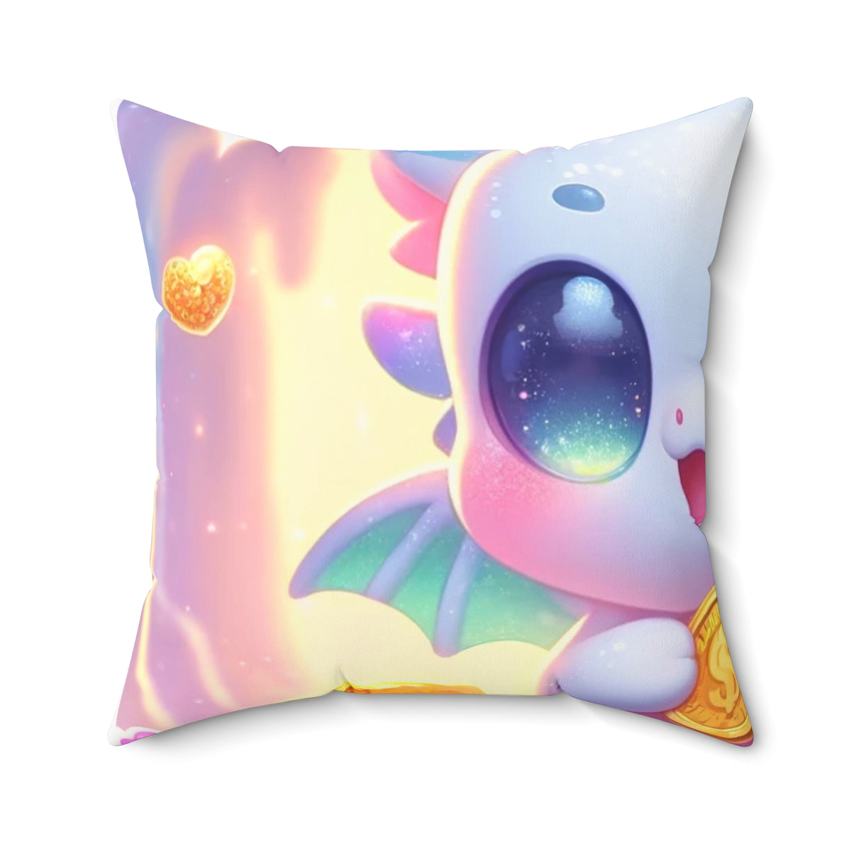 Pastel Treasure Dragon Kawaii Fantasy Decorative Pillow