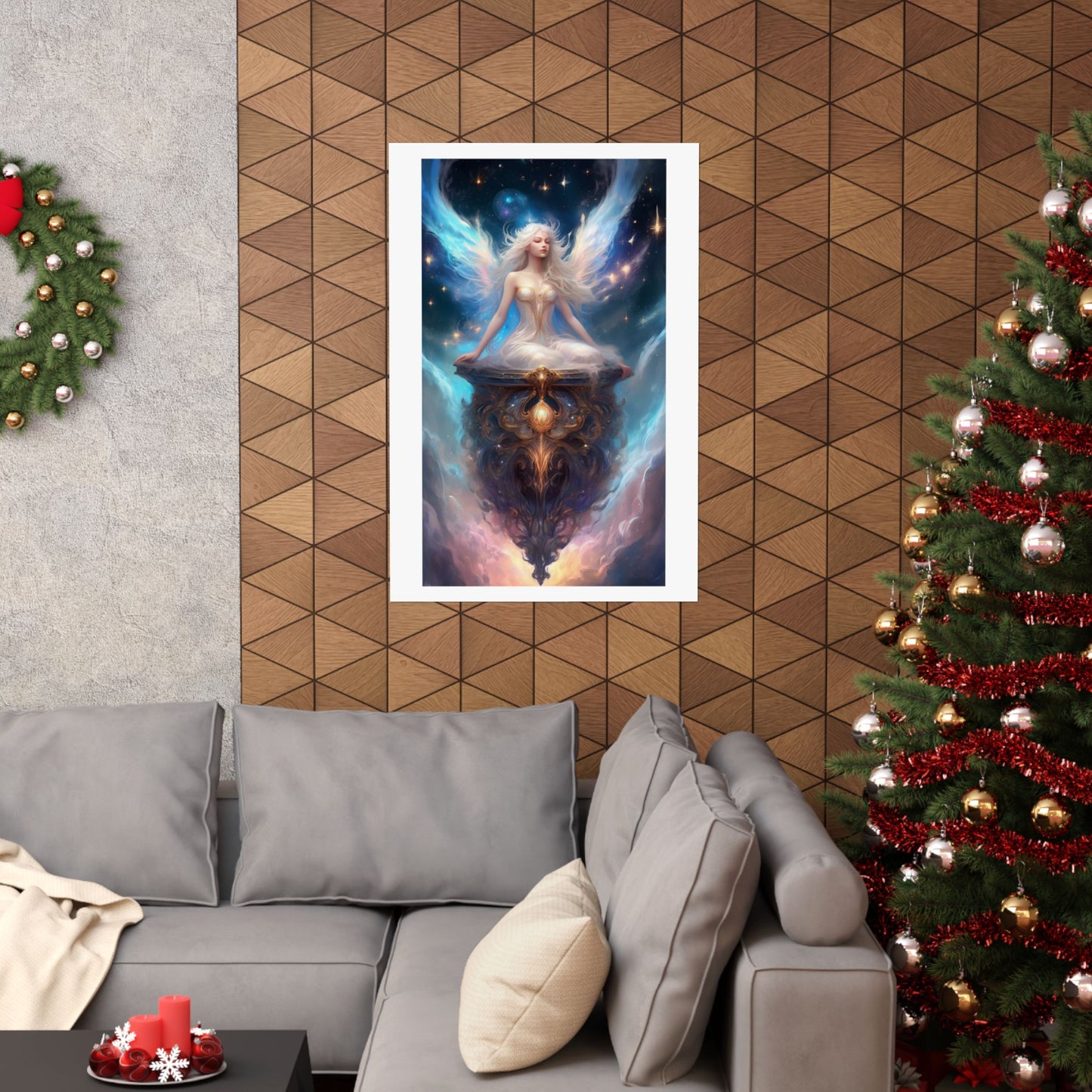 Celestial Winged Meditation Fantasy Portrait Poster