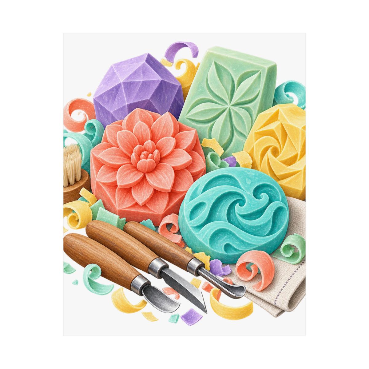 Colorful Soap Carving Workshop Poster