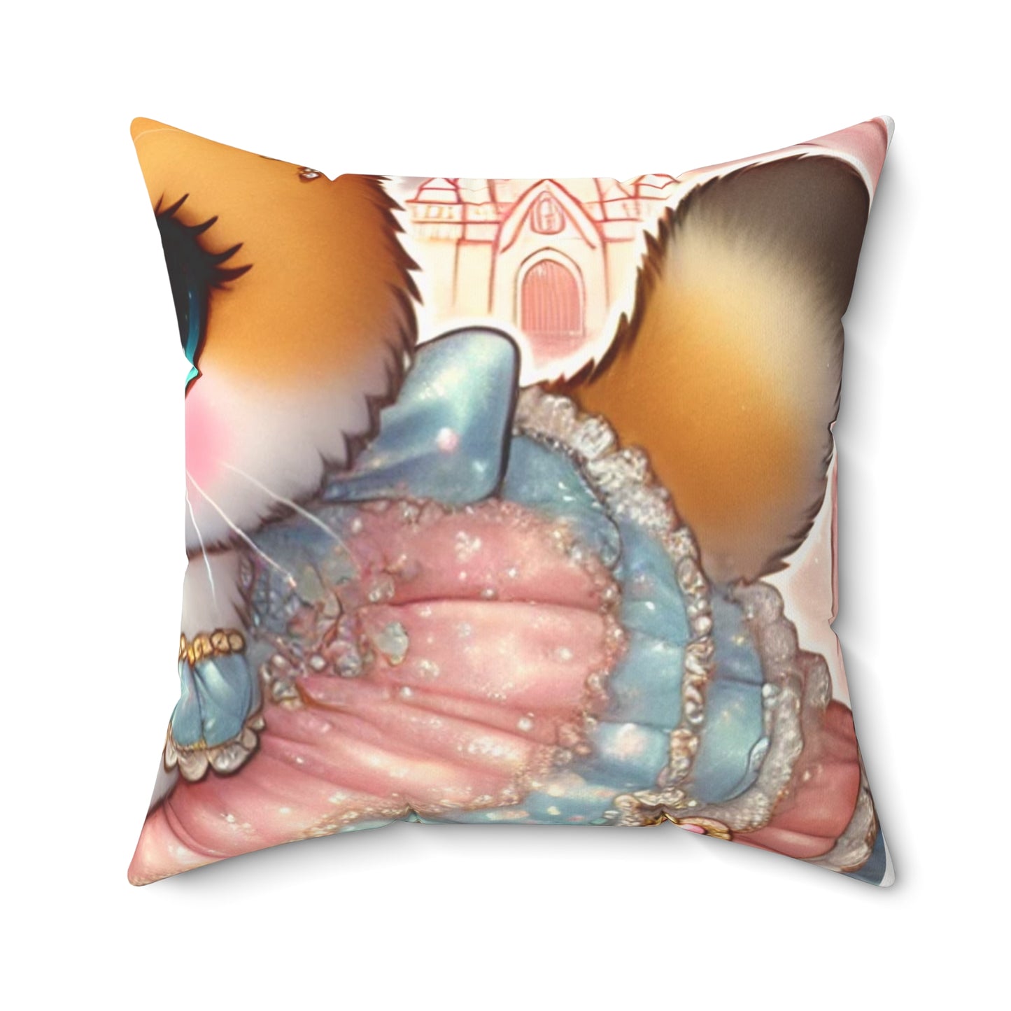 Pastel Princess Calico Cat Fantasy Decorative Pillow