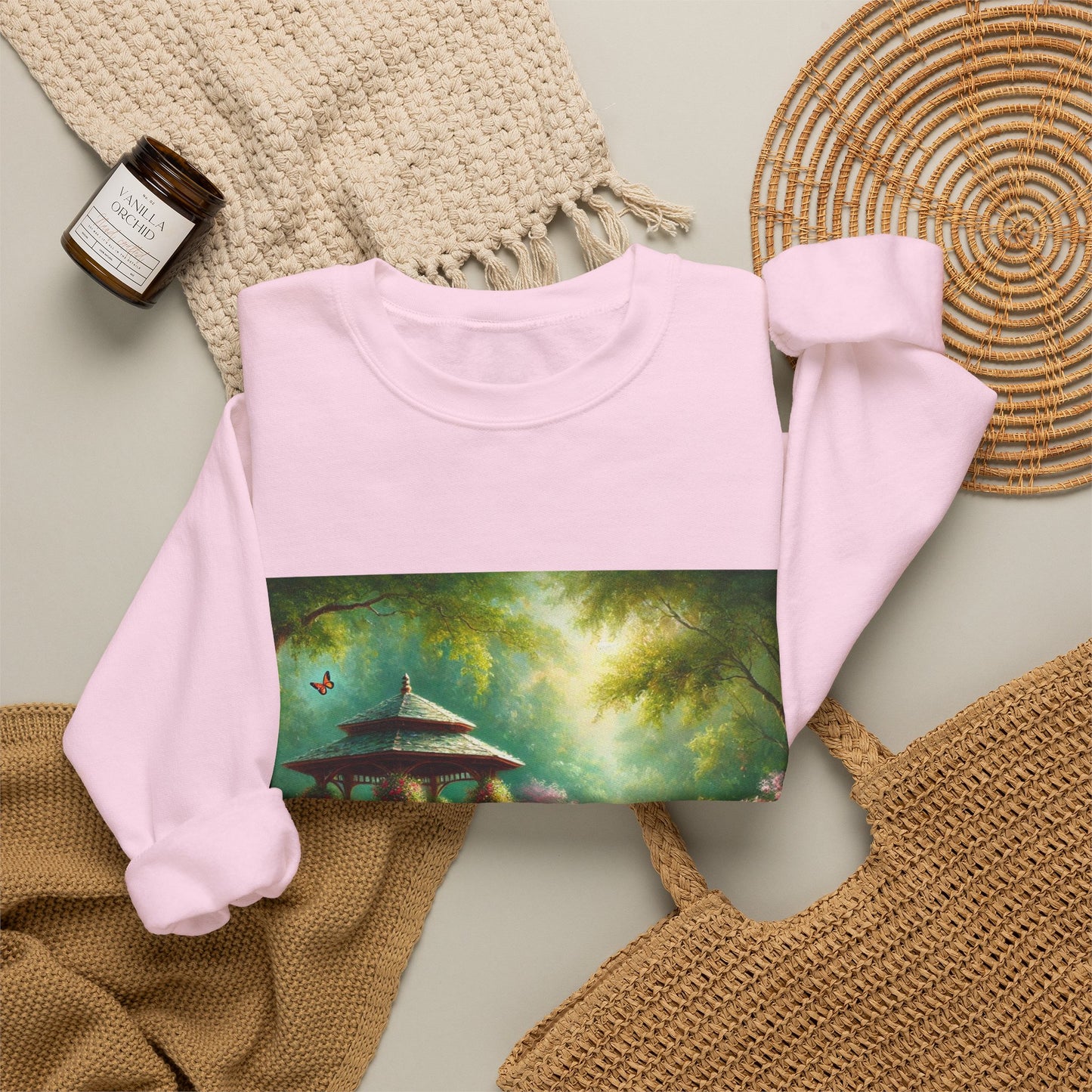 Spring Garden Gazebo Floral Landscape Sweatshirt